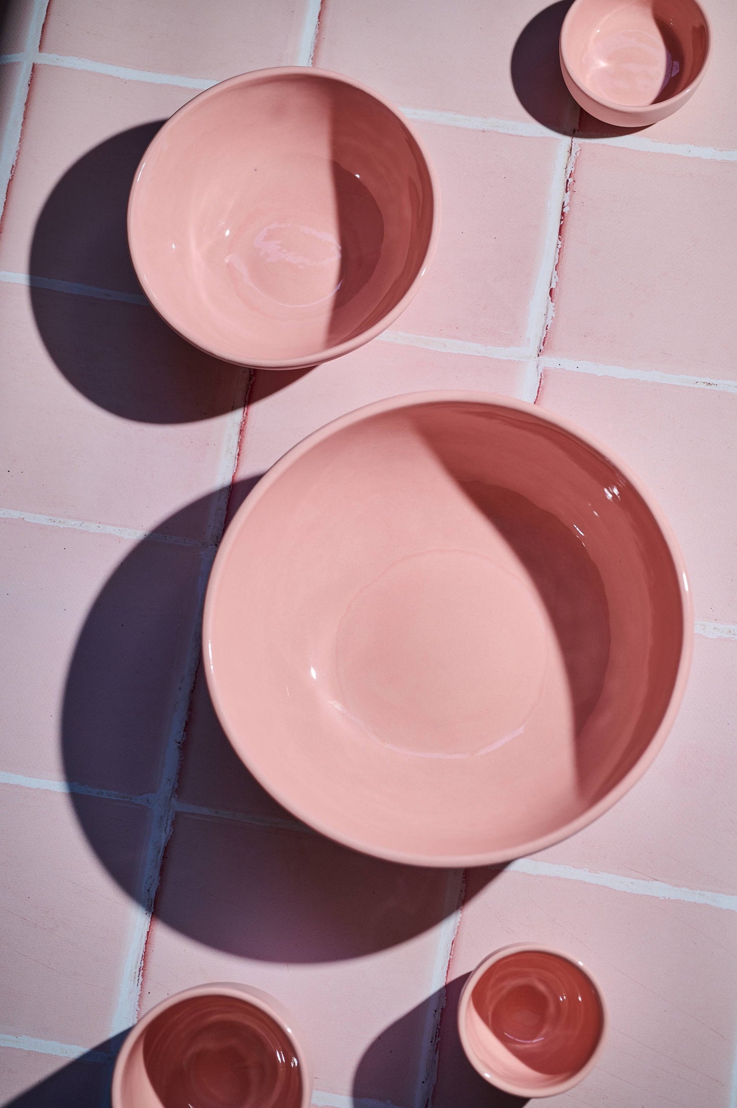 Handmade Porcelain Salad Serving Bowl - Powder Pink