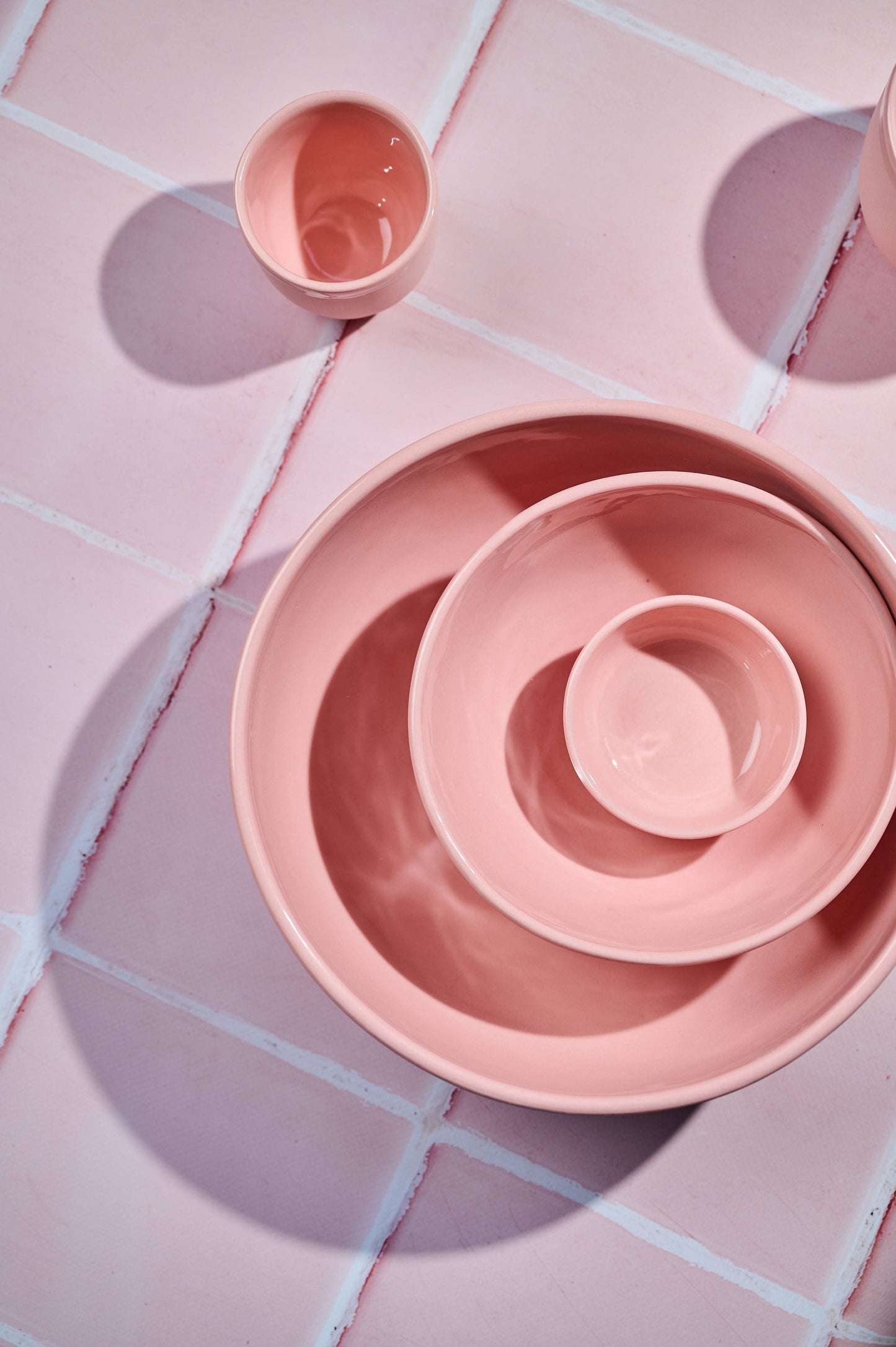 Handmade Porcelain Salad Serving Bowl - Powder Pink