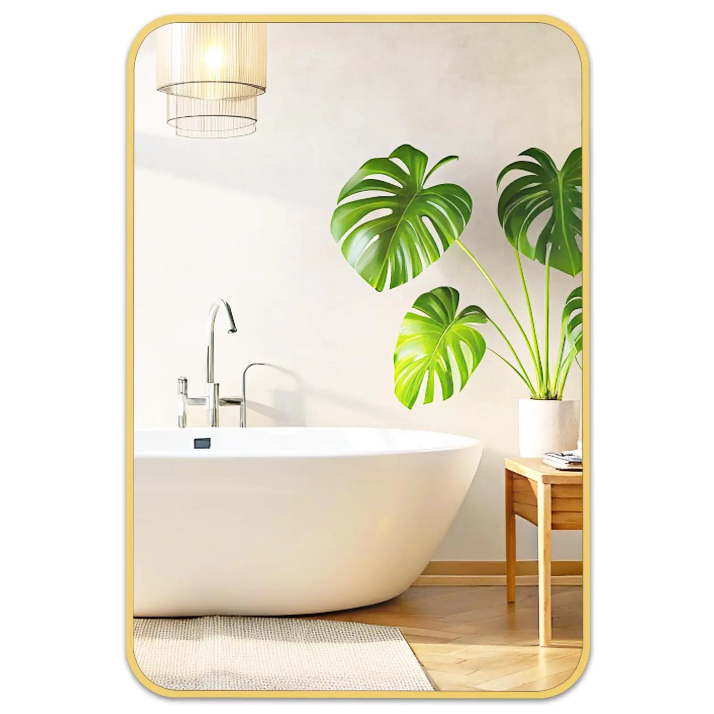 Fabuday Gold Bathroom Mirror for Over Sink Wall - 24x36 Rectangle Mirror with Golden Metal Frame Large Rounded Rectangular Vanity Mirrors for Bedroom Living Room Entryway Horizontally/Vertically