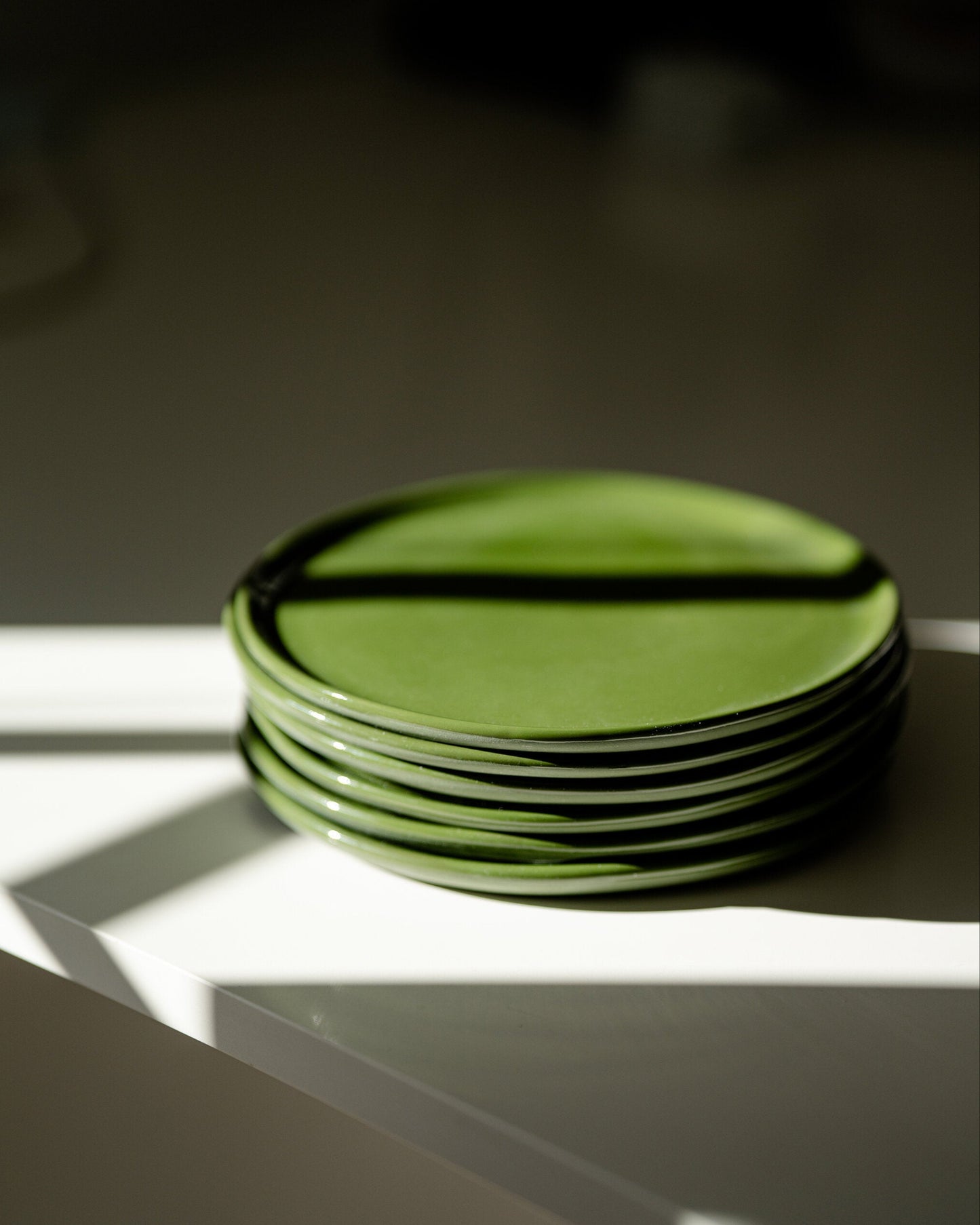 Handmade Porcelain Dinner Plates. Green