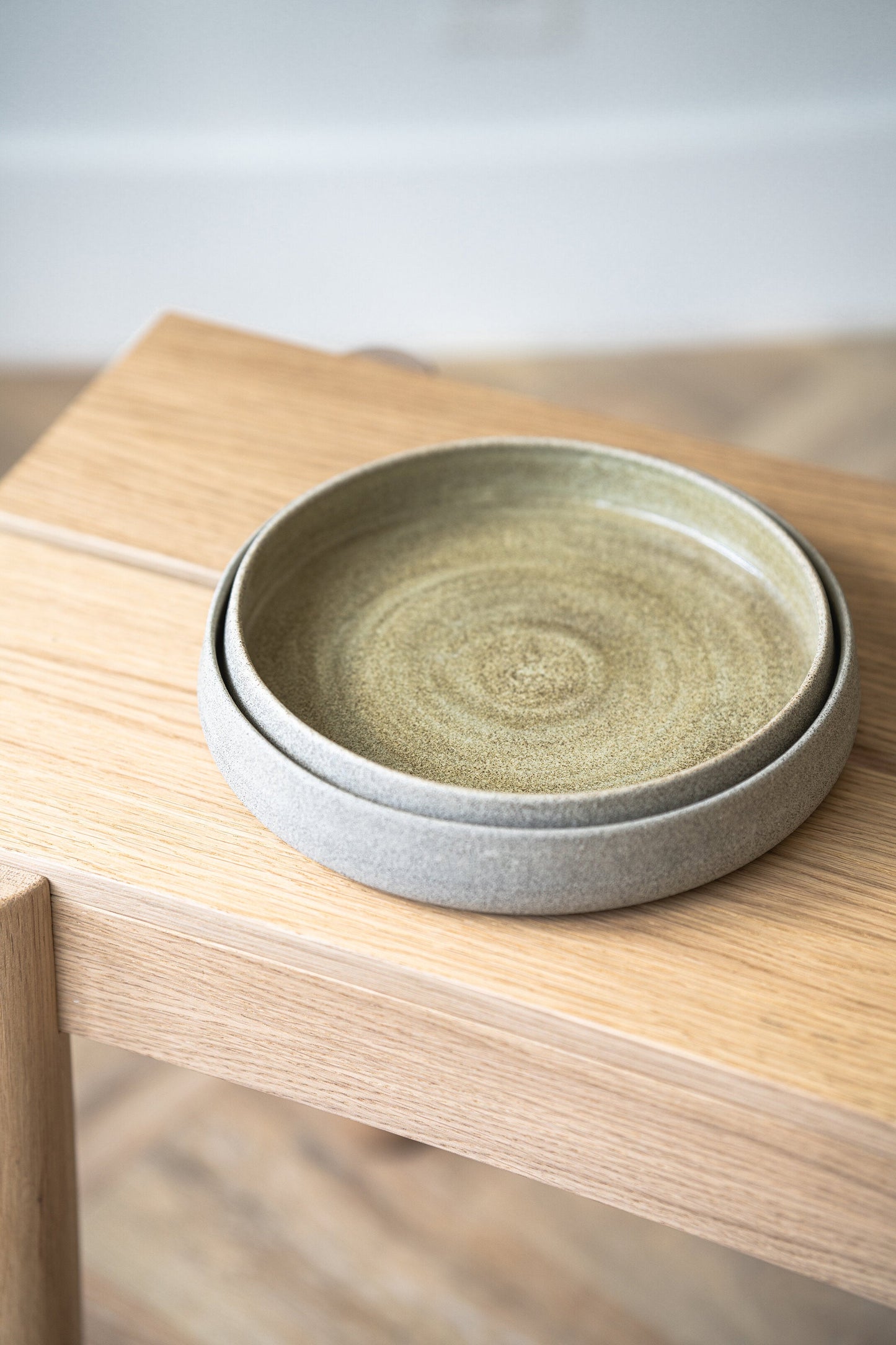Stoneware Salad Plate with High Sides - Concrete
