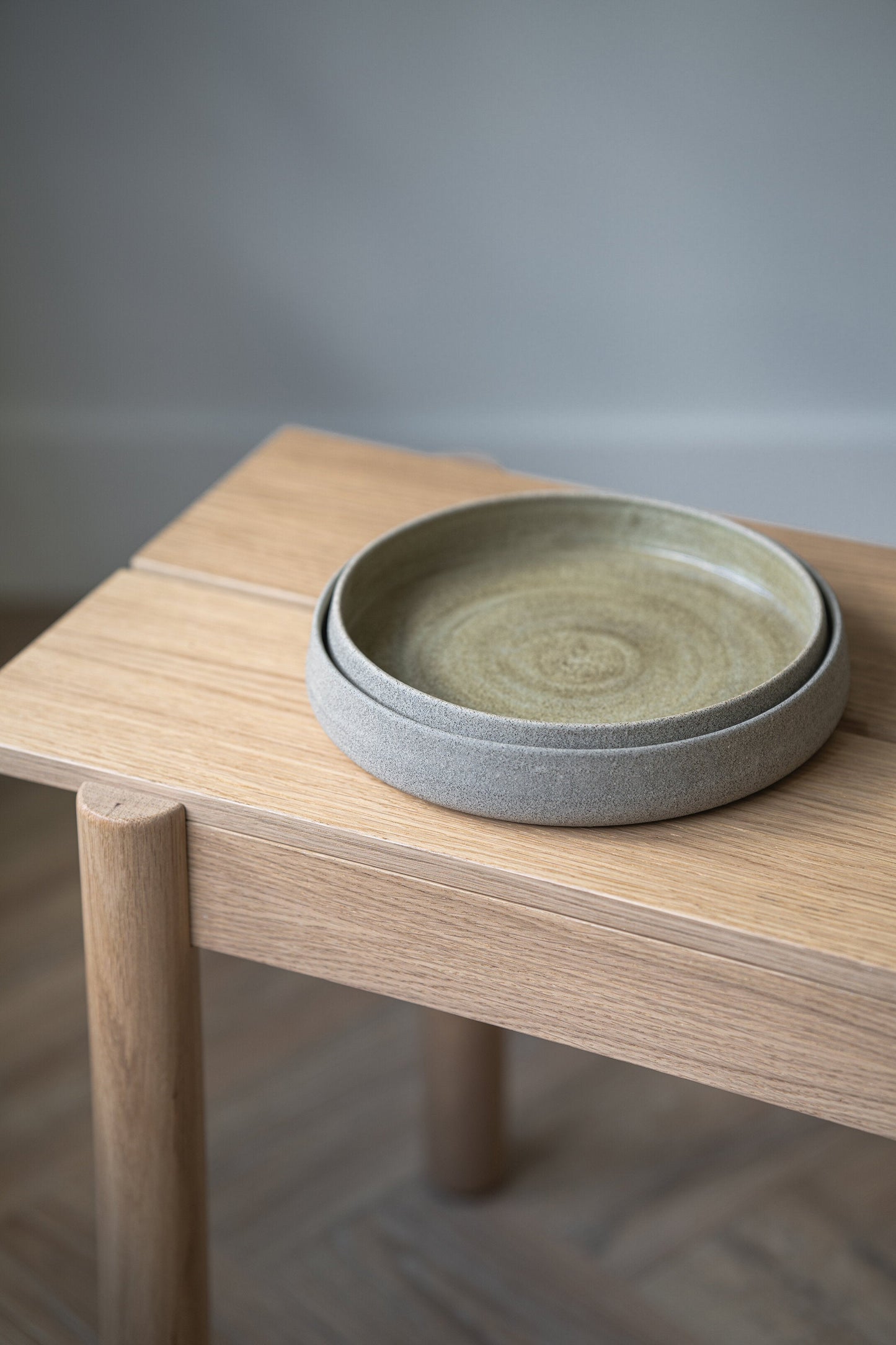 Stoneware Salad Plate with High Sides - Concrete