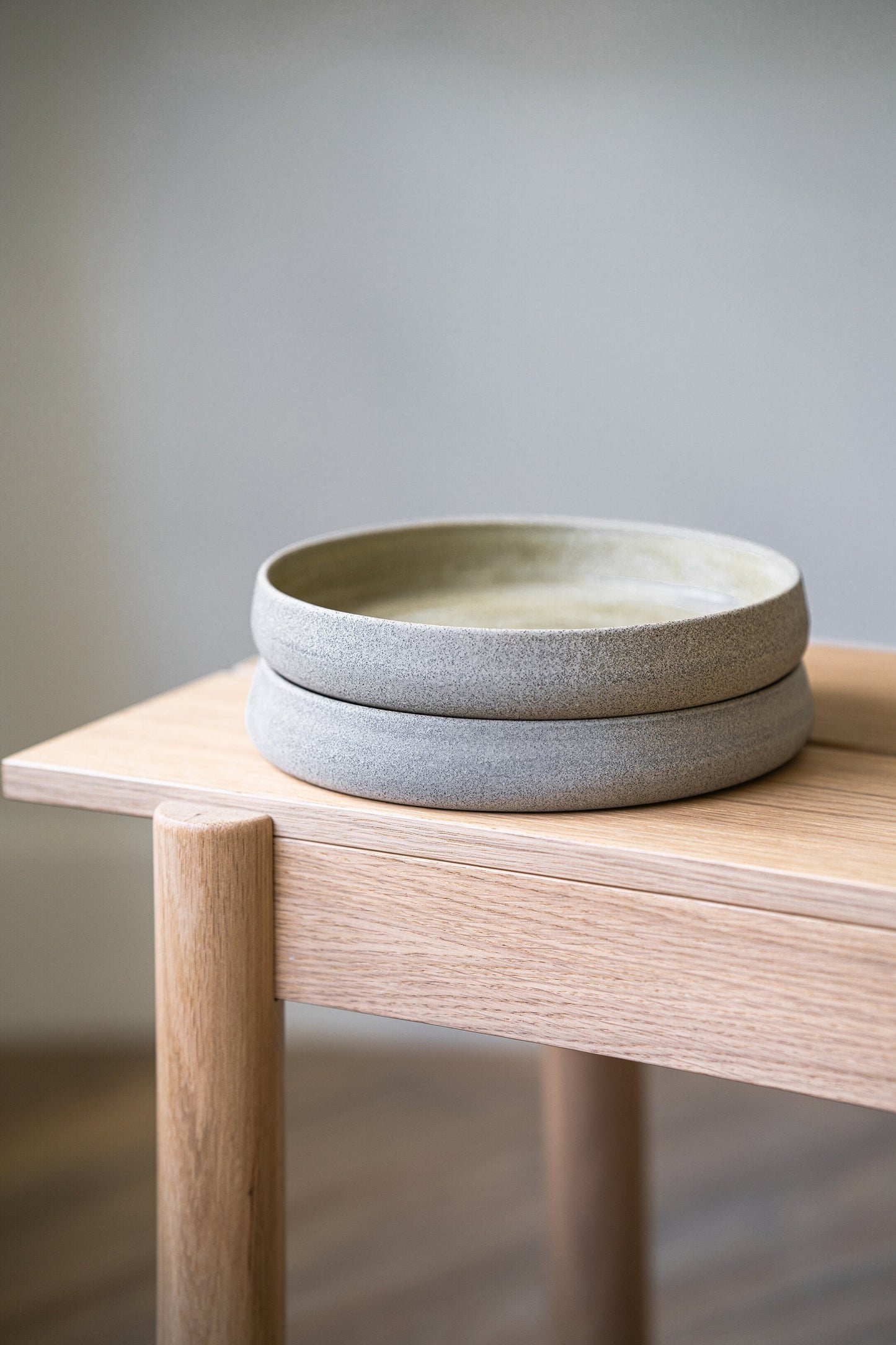 Stoneware Salad Plate with High Sides - Concrete