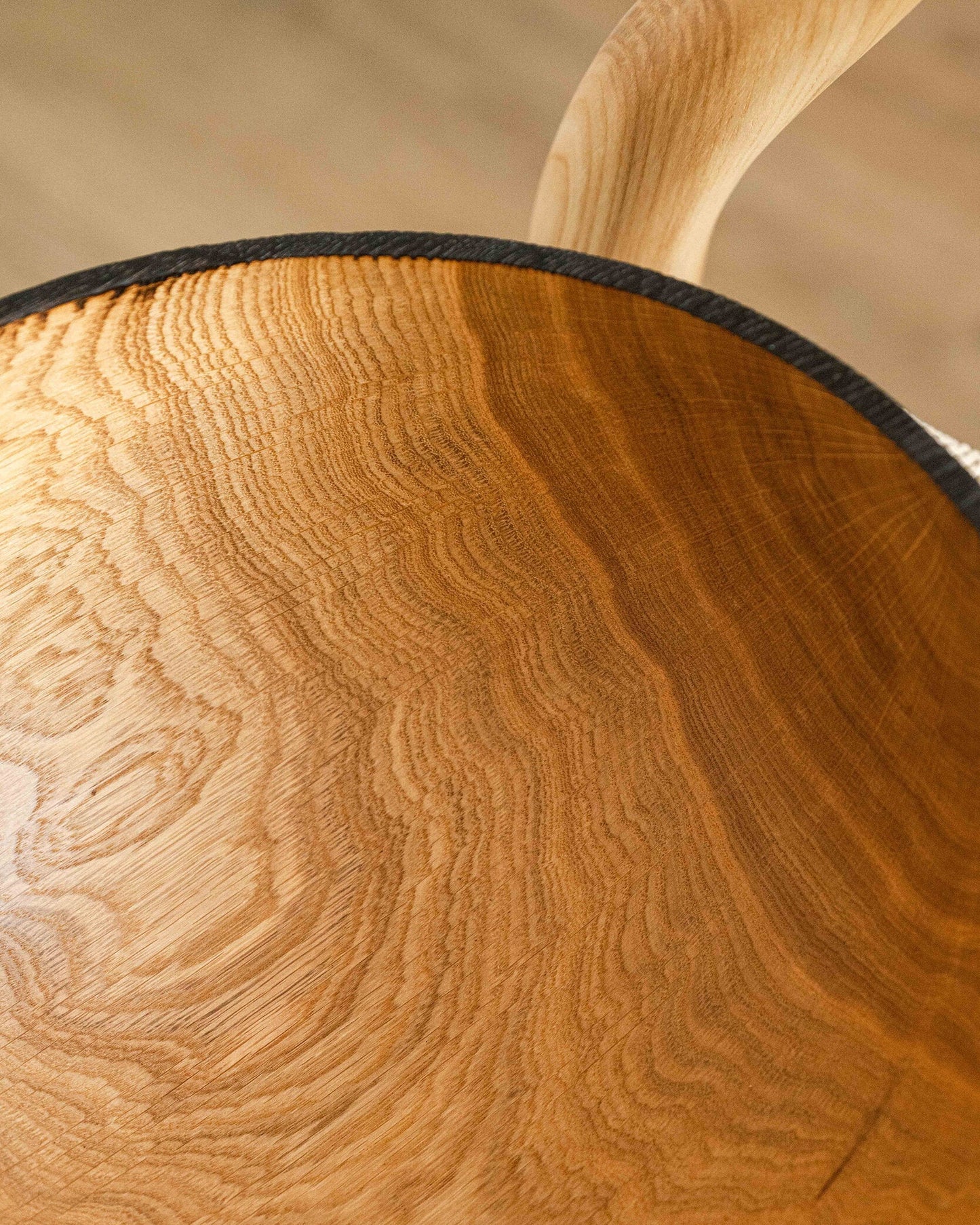 Hand Carved Large Half Charred Wooden Bowl