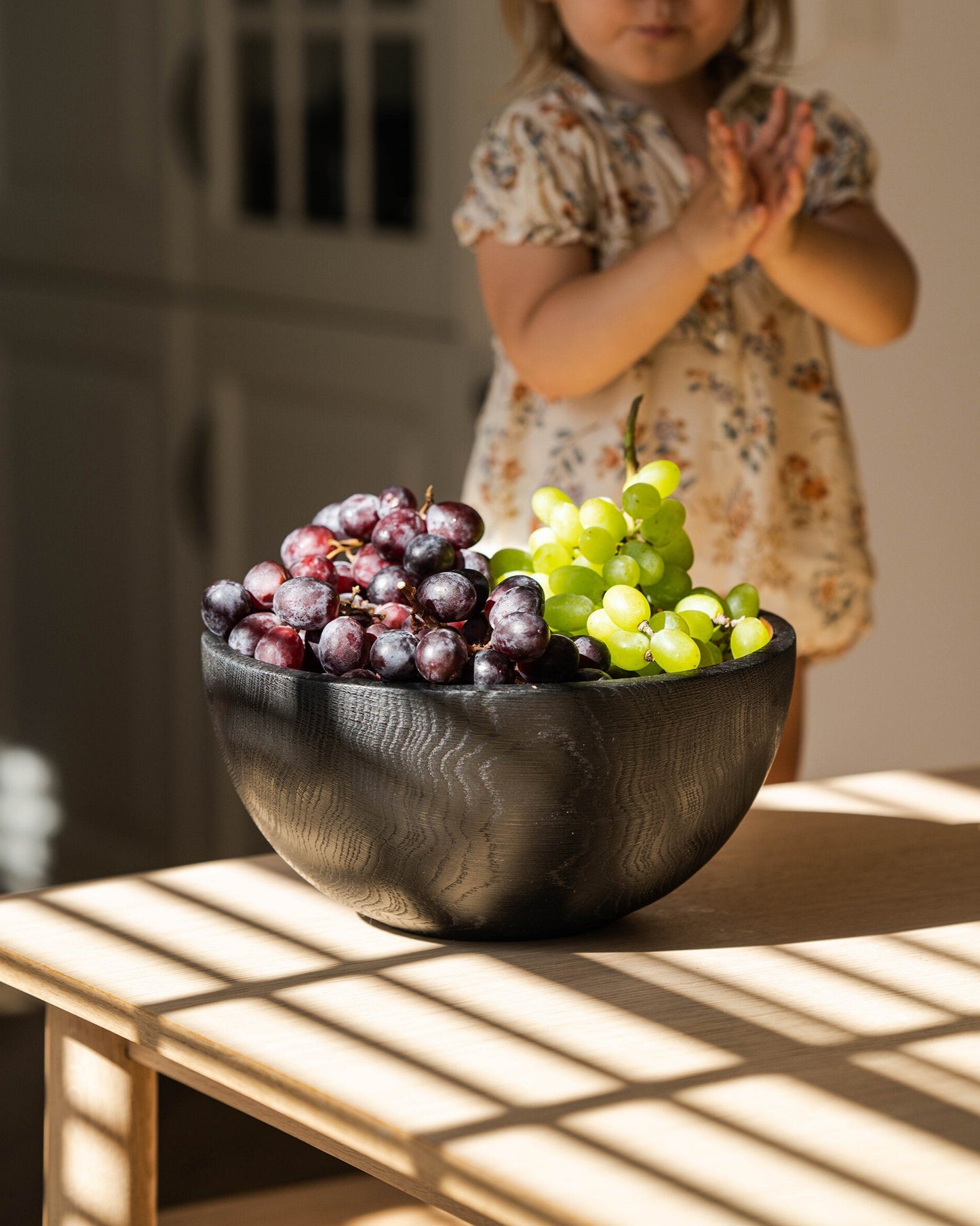 Hand Carved Large Half Charred Wooden Bowl