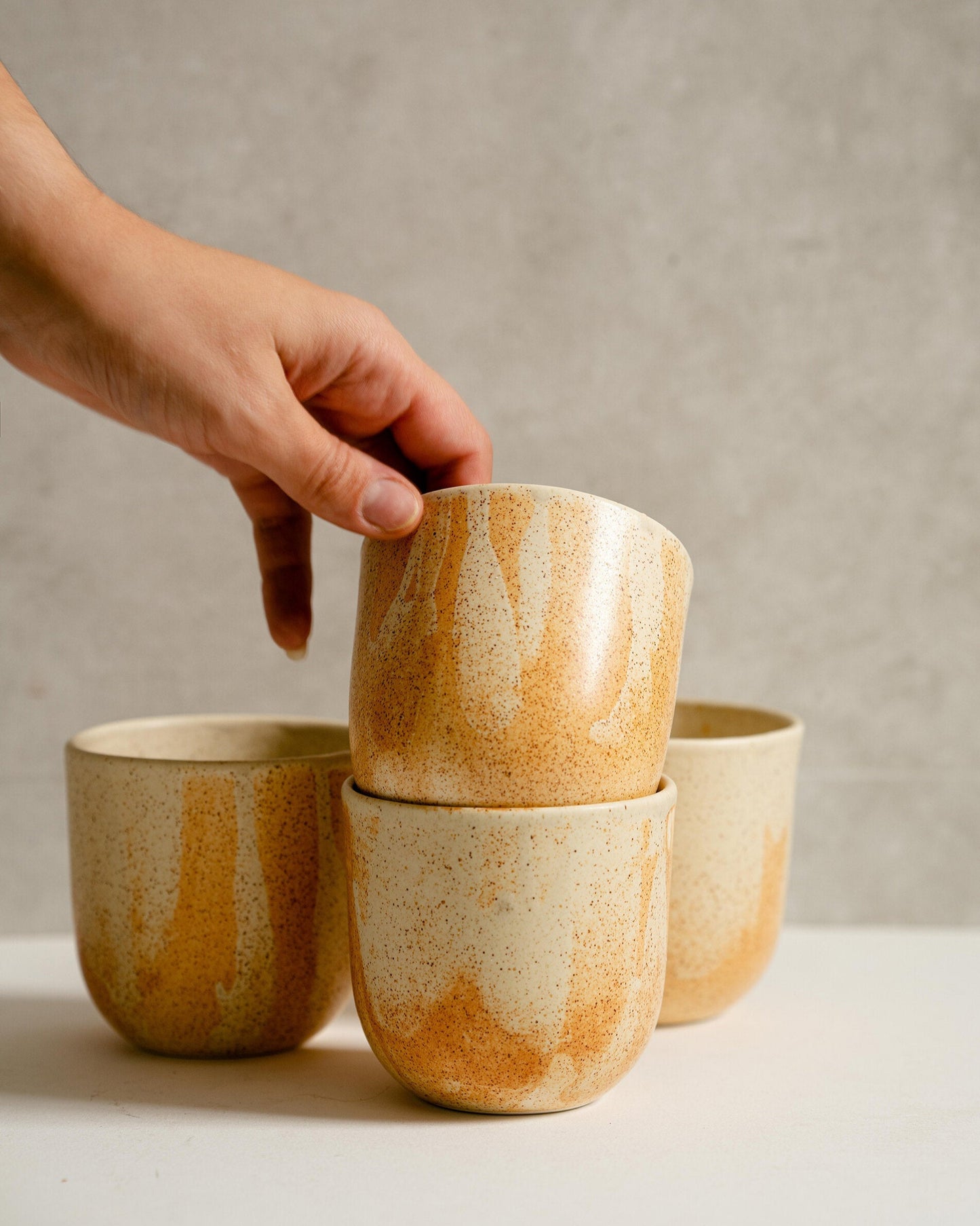 Beige Stoneware Coffee Tumbler