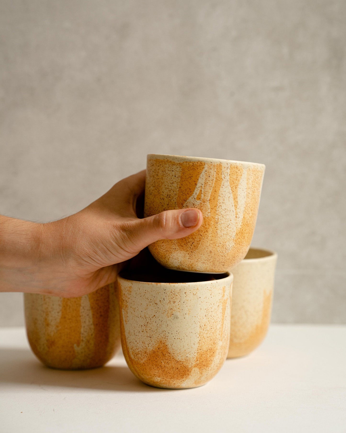 Beige Stoneware Coffee Tumbler