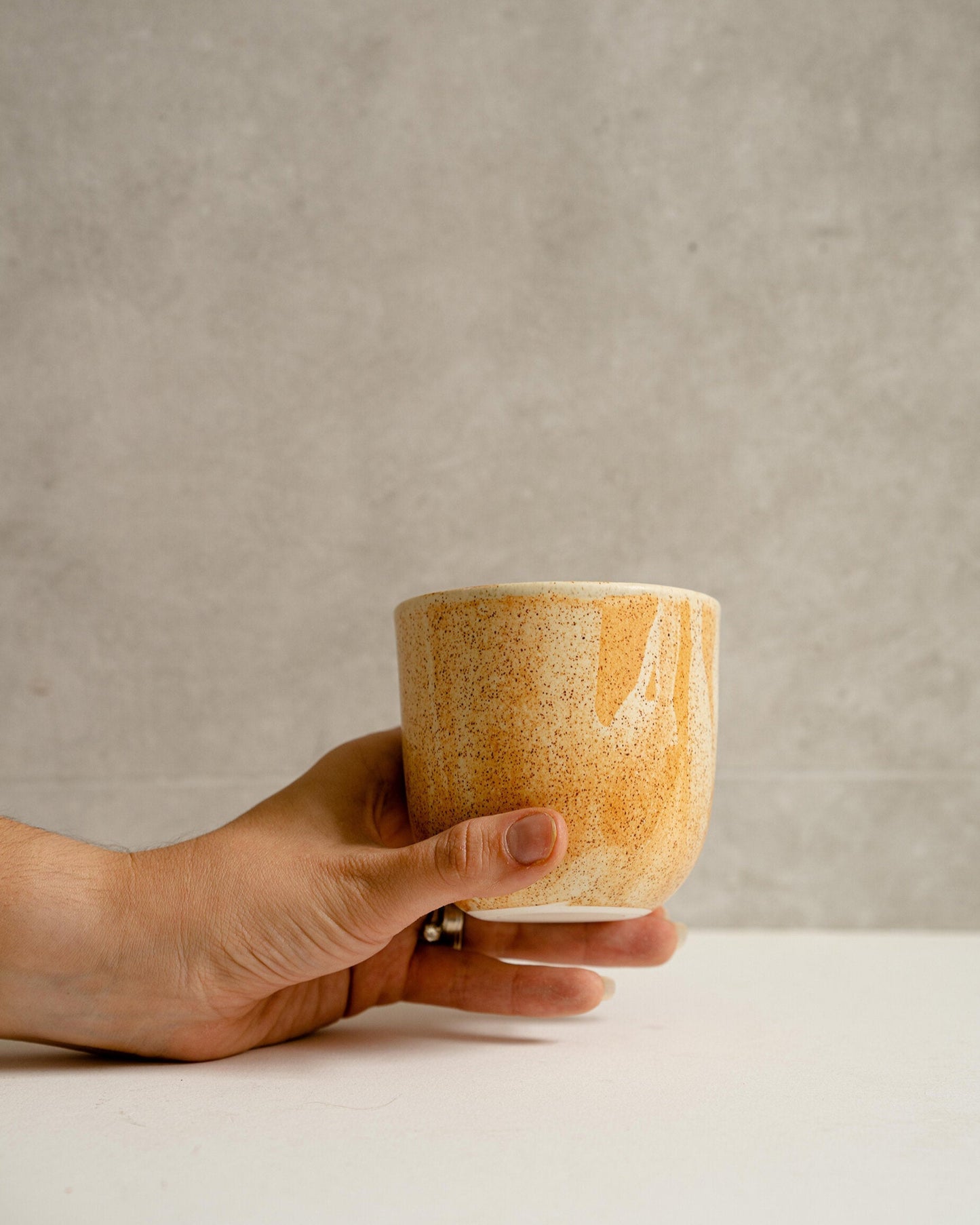 Beige Stoneware Coffee Tumbler
