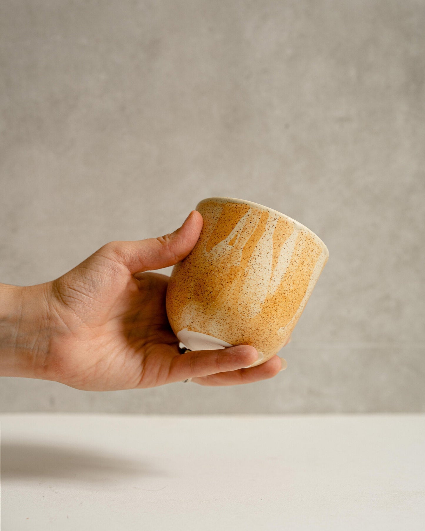 Beige Stoneware Coffee Tumbler