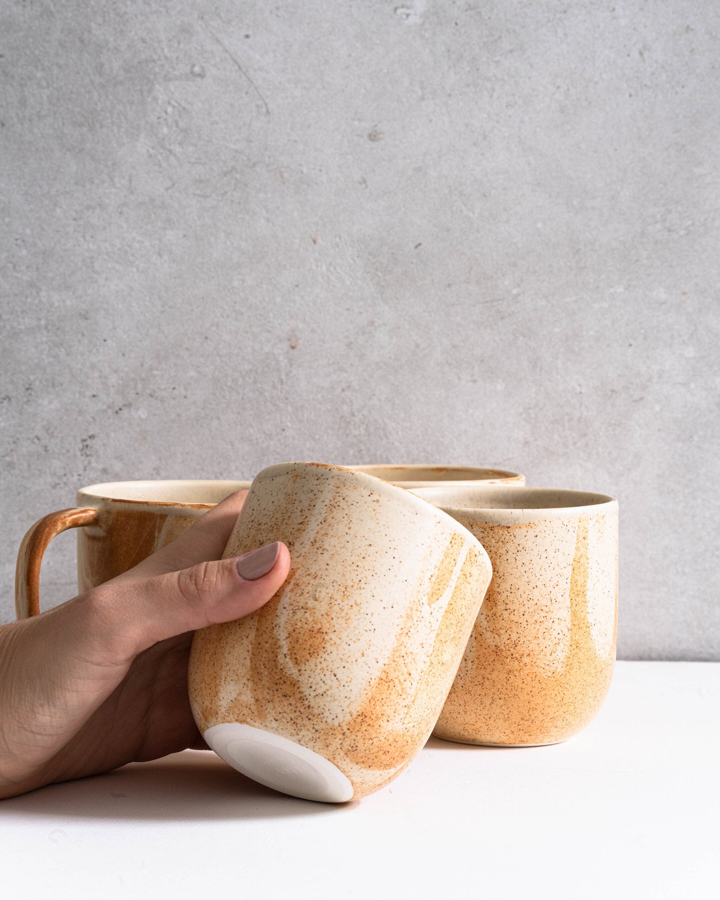 Beige Stoneware Coffee Tumbler