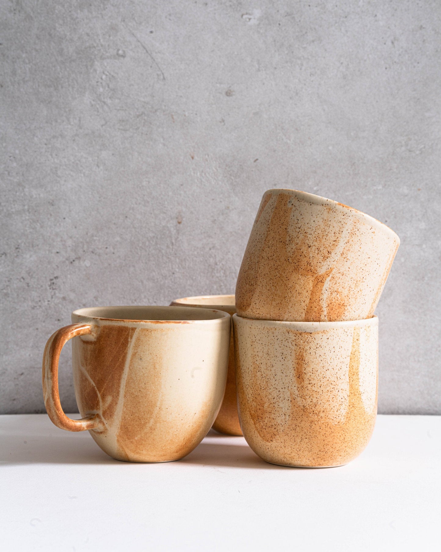 Beige Stoneware Coffee Tumbler