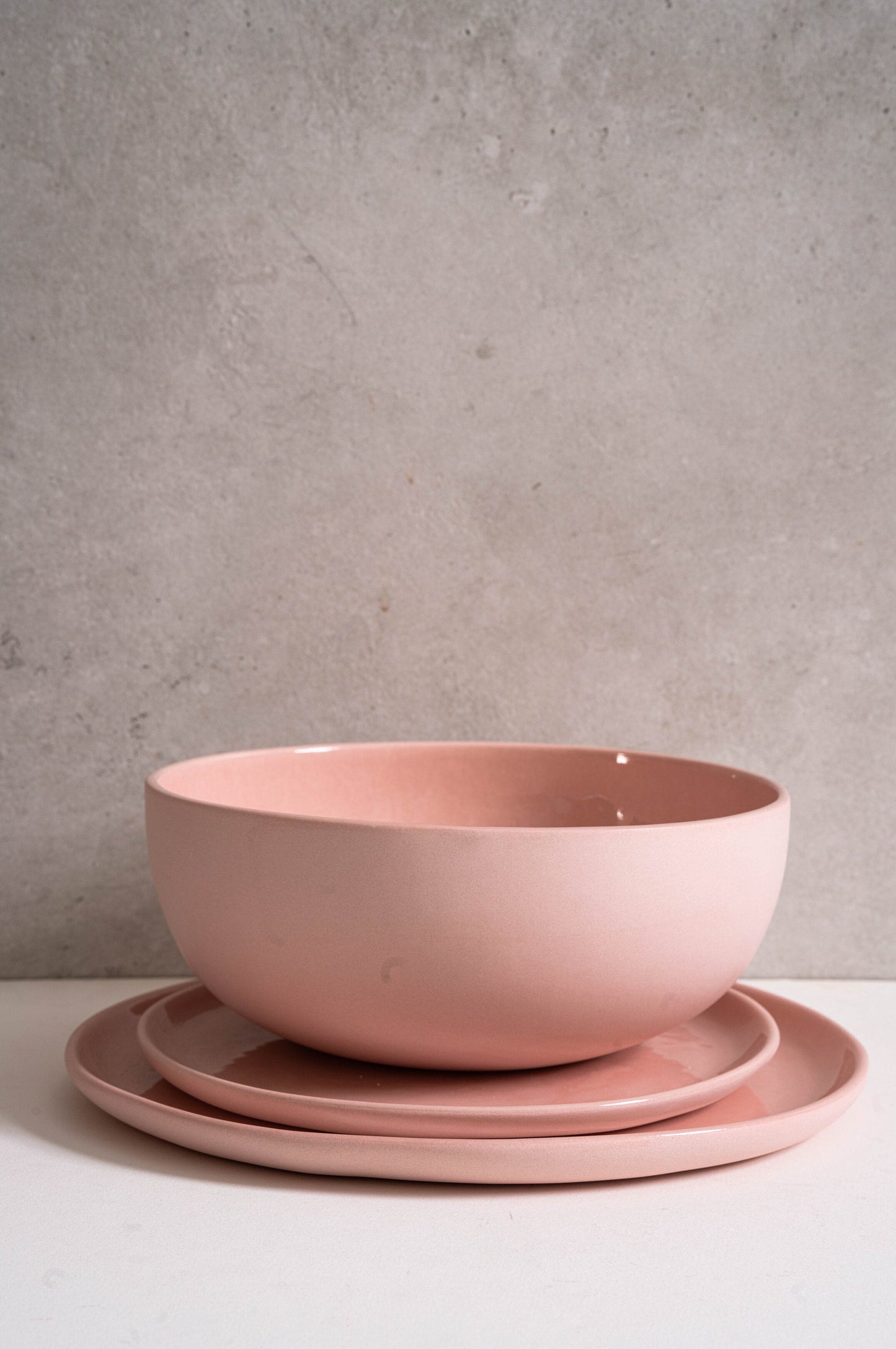 Handmade Porcelain Salad Serving Bowl - Powder Pink