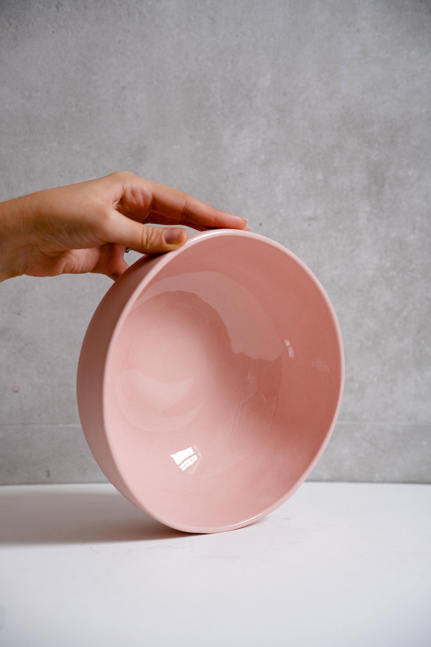 Handmade Porcelain Salad Serving Bowl - Powder Pink