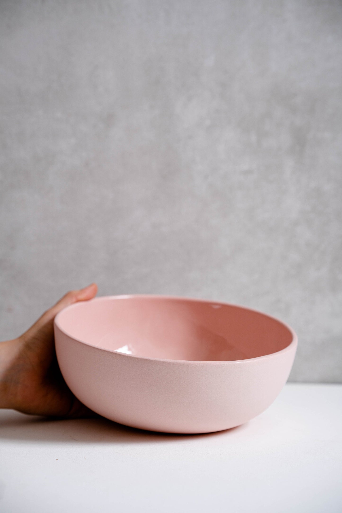 Handmade Porcelain Salad Serving Bowl - Powder Pink