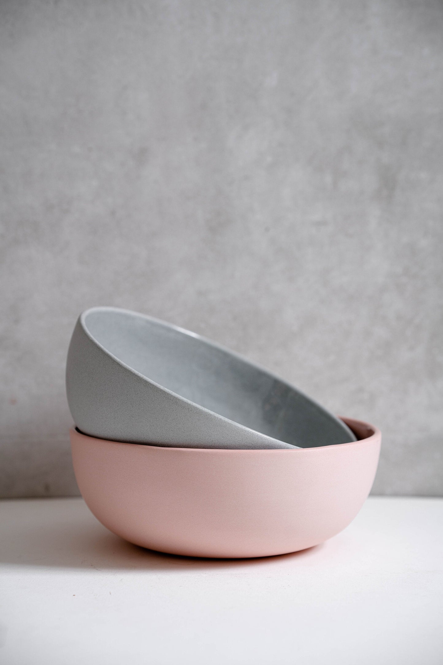 Handmade Porcelain Salad Serving Bowl - Powder Pink