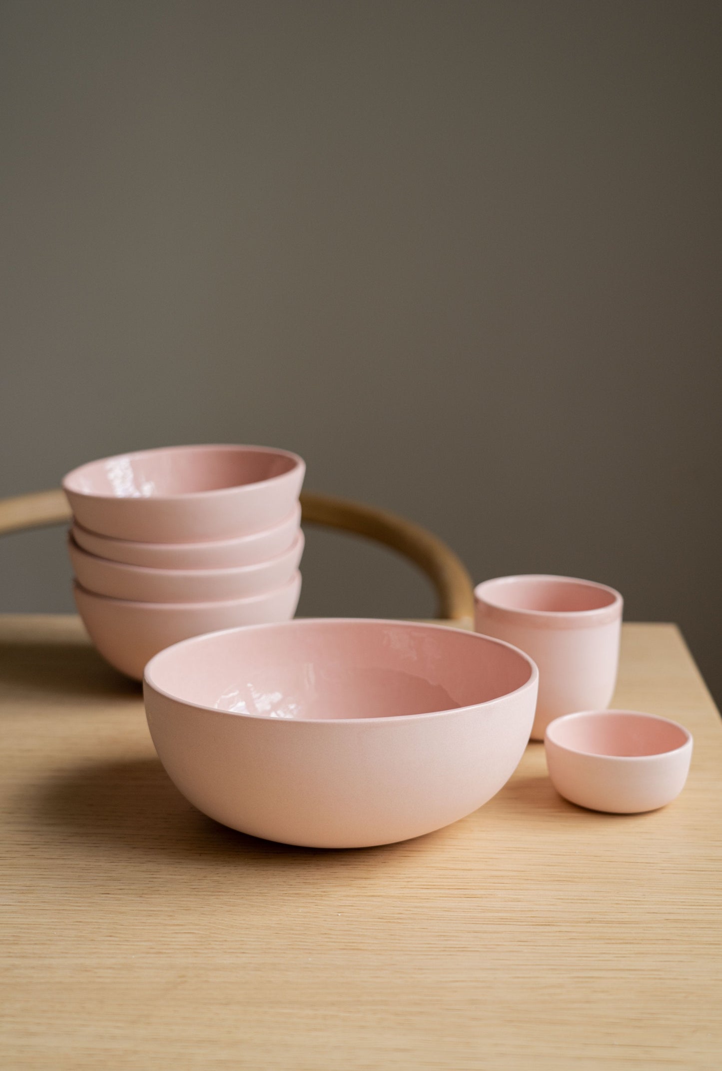 Handmade Porcelain Salad Serving Bowl - Powder Pink