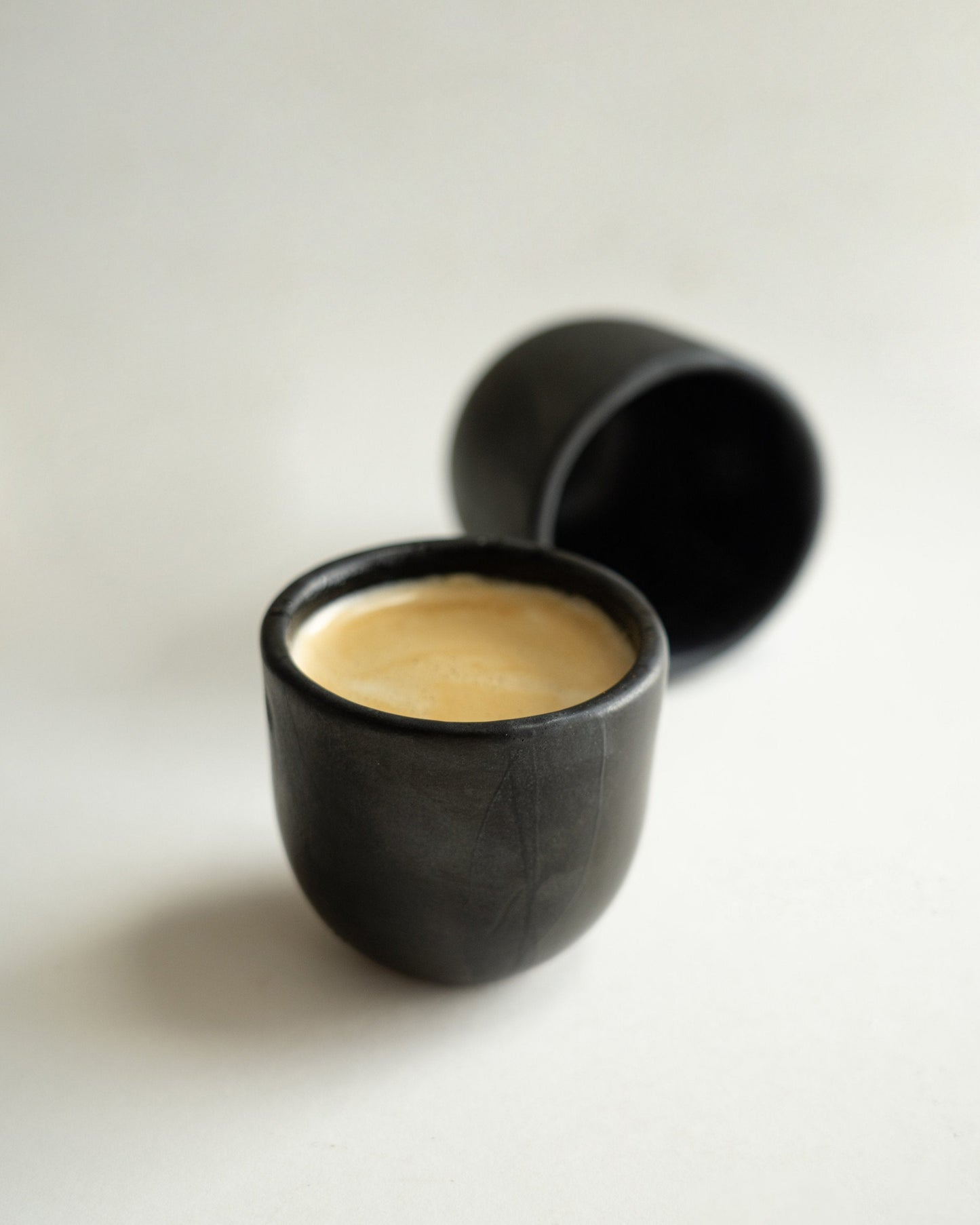 Black Stoneware Espresso Coffee Cup