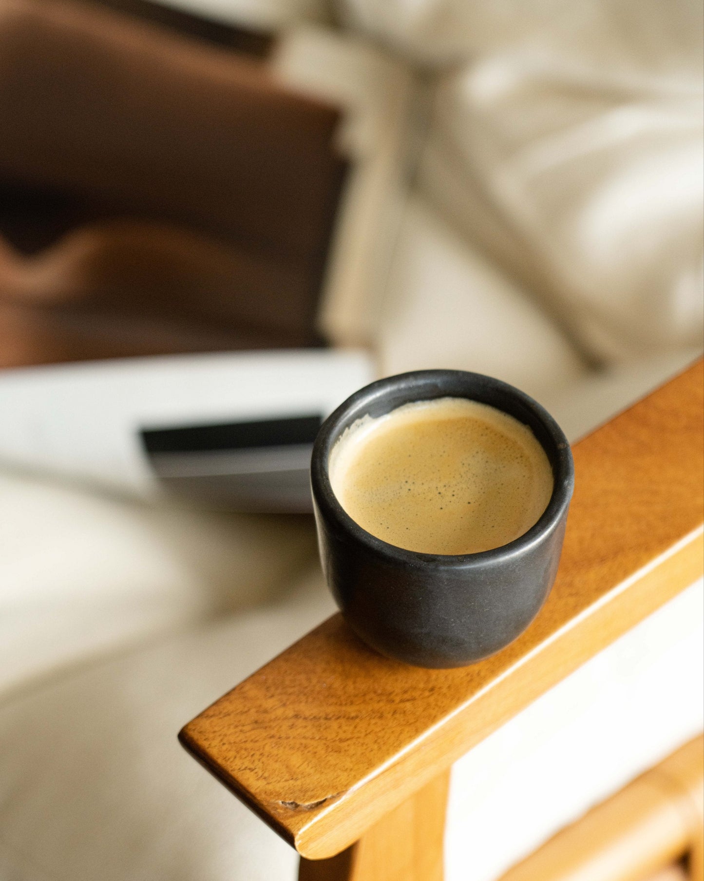 Black Stoneware Espresso Coffee Cup