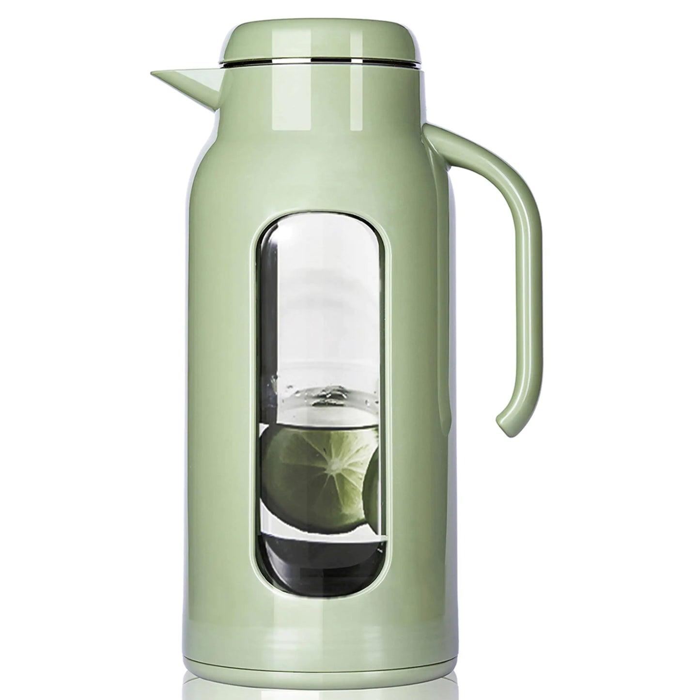 DELOVE Glass Pitcher with Lid&Shatterproof Shell - 2 Quart Heavy-duty Carafe & Jug with Filter Lid Boiling Water SafetyHeavy Duty Container for Water Juice Milk Tea Iced Coffee and Drinks-Green