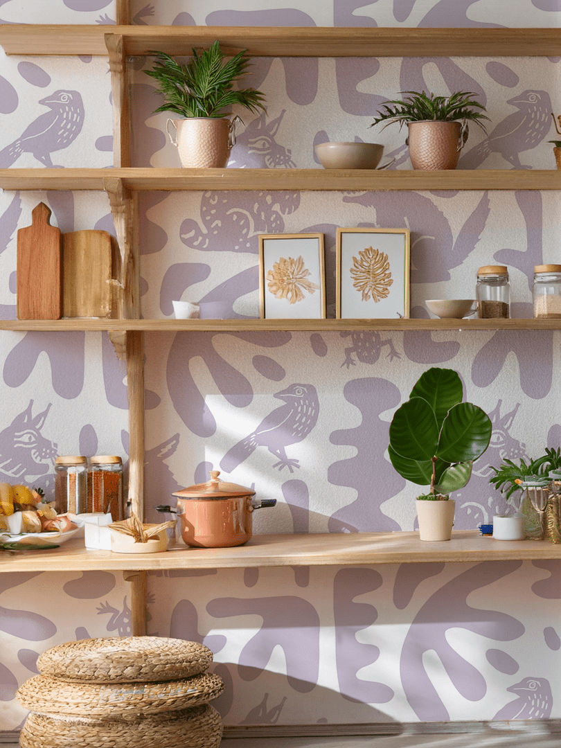 Abstract Animales Wallpaper, lavender - mosswell.us