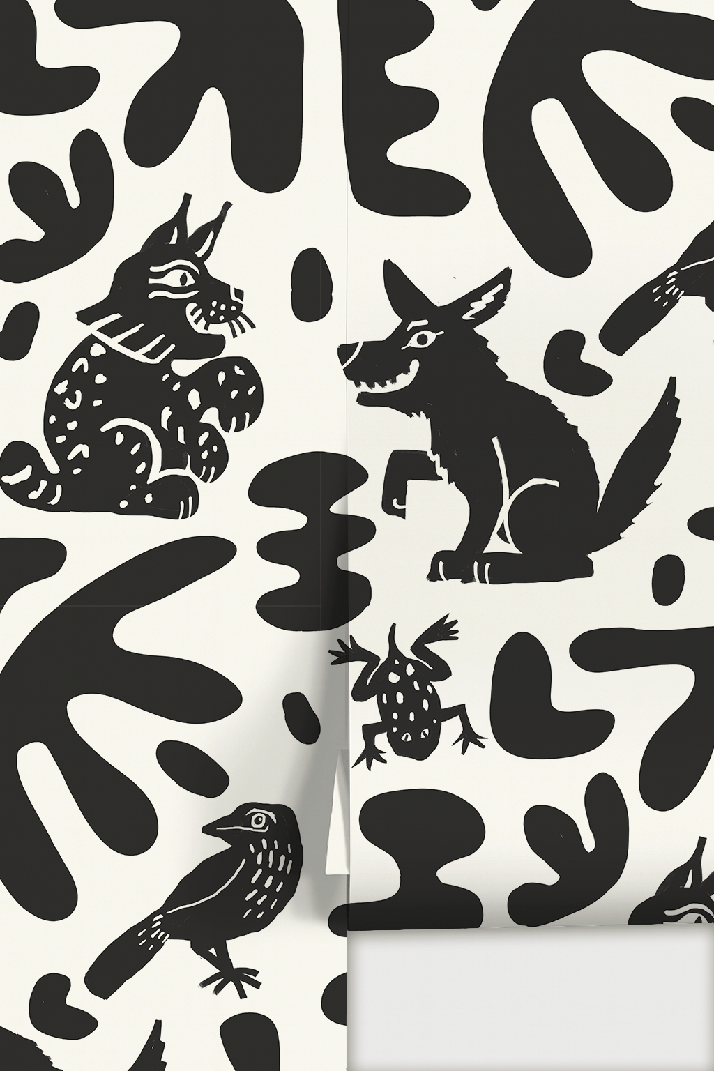 Abstract Animales Wallpaper, white & black - mosswell.us