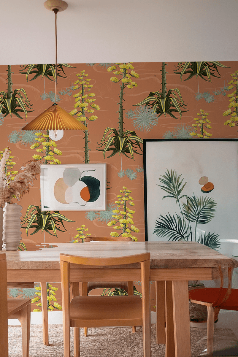 Agave Valley Wallpaper, terra cotta - mosswell.us