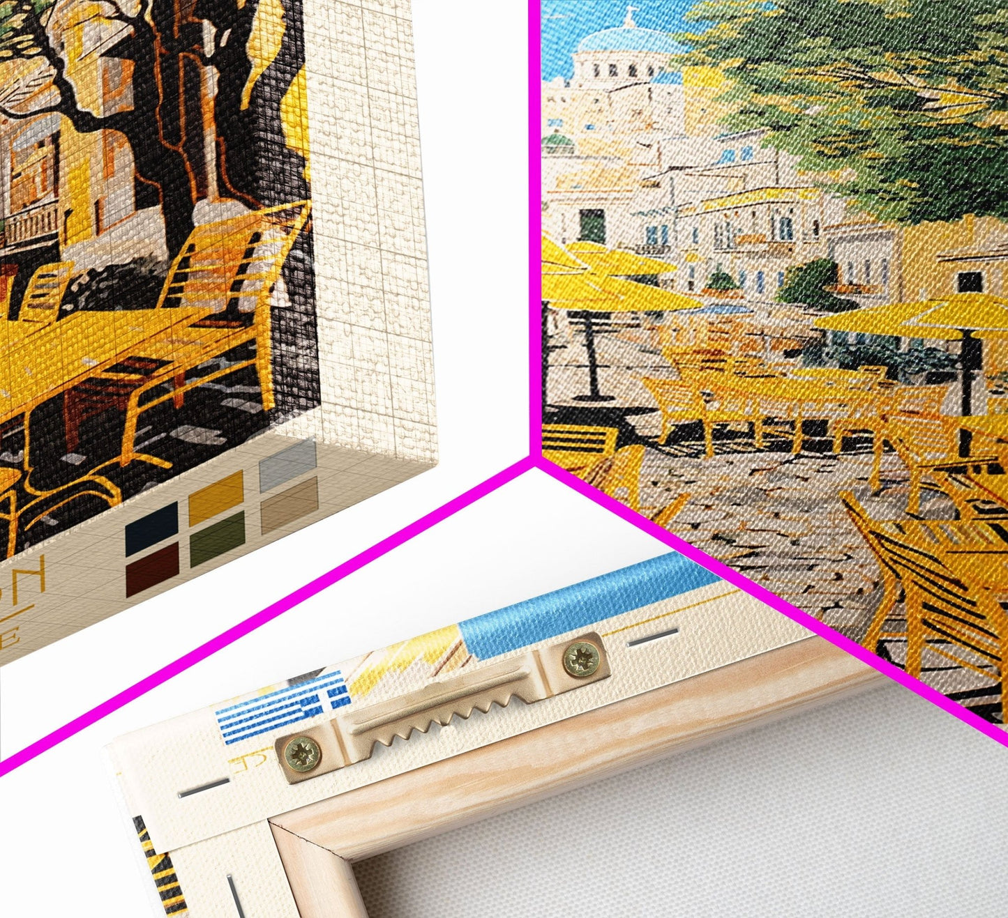 Athens Greece Travel Poster Framed Canvas Print, Midcentury Modern Art, Pop Art Wall Decor, Home Decor, Vacation Gift, Living Room Art - mosswell.us
