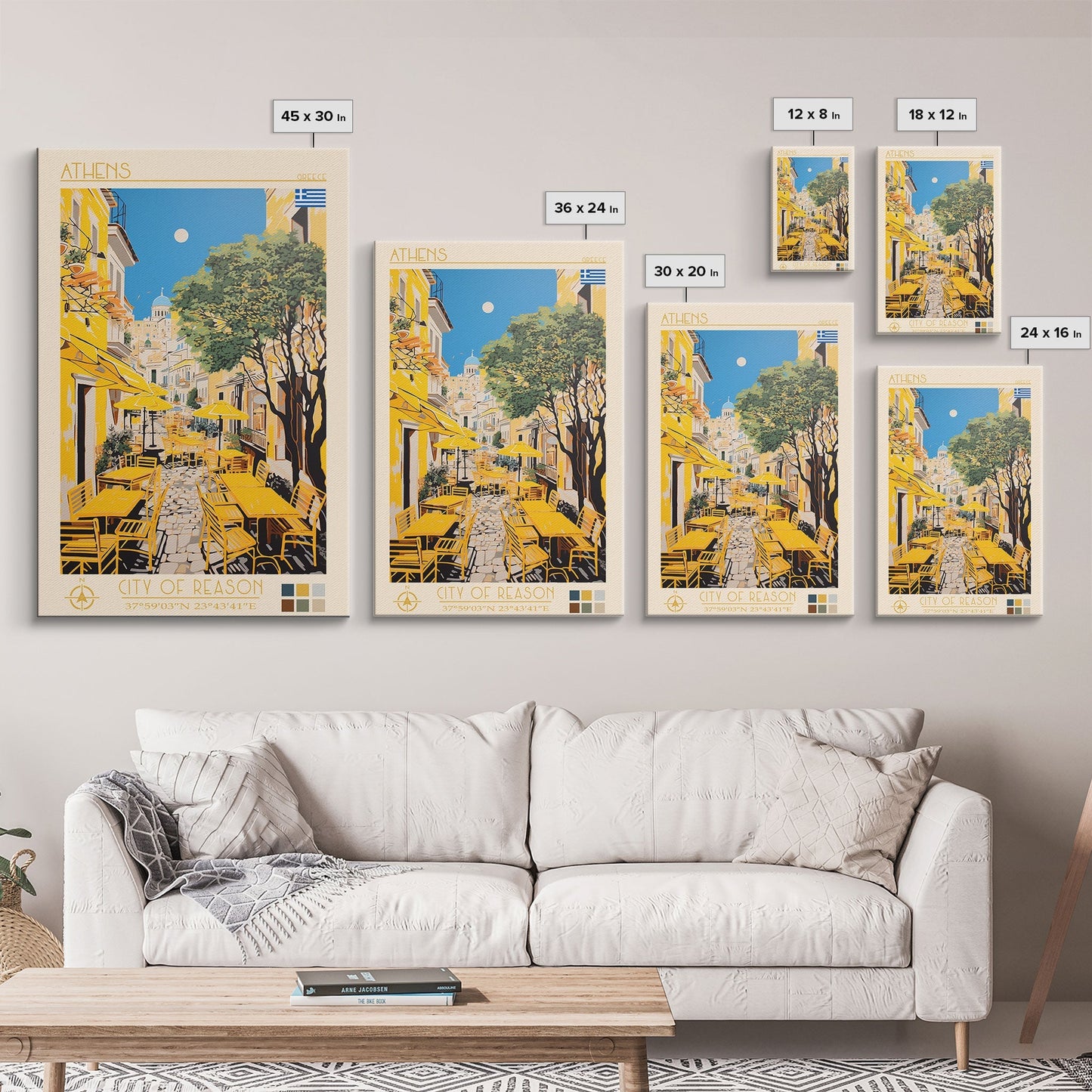 Athens Greece Travel Poster Framed Canvas Print, Midcentury Modern Art, Pop Art Wall Decor, Home Decor, Vacation Gift, Living Room Art - mosswell.us
