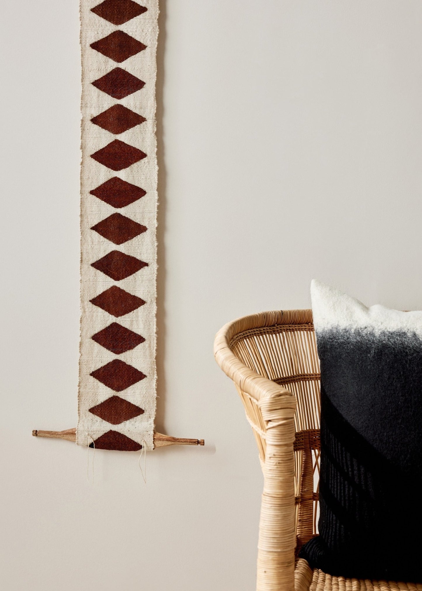 Balance Bogolan Totem in White with Brown Diamonds - mosswell.us