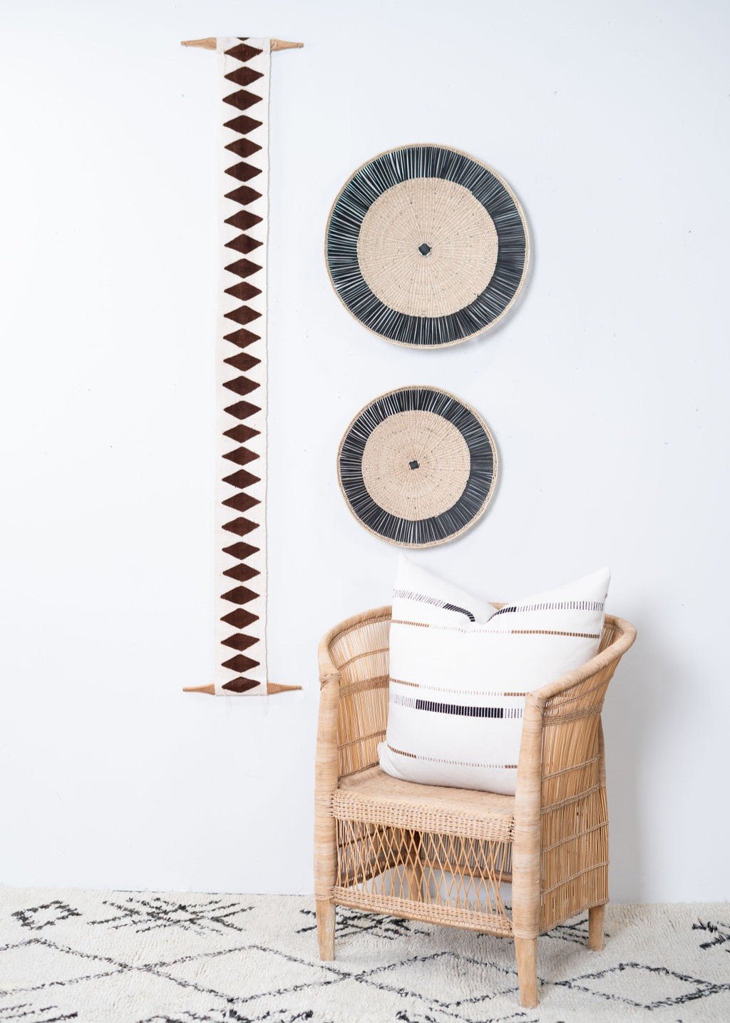 Balance Bogolan Totem in White with Brown Diamonds - mosswell.us
