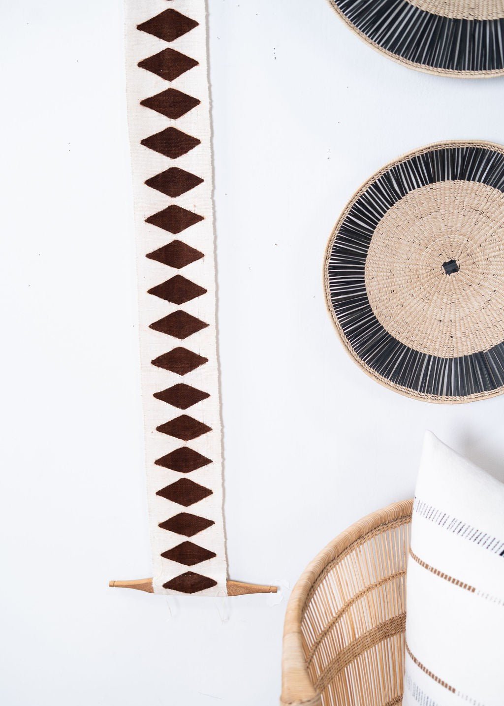 Balance Bogolan Totem in White with Brown Diamonds - mosswell.us