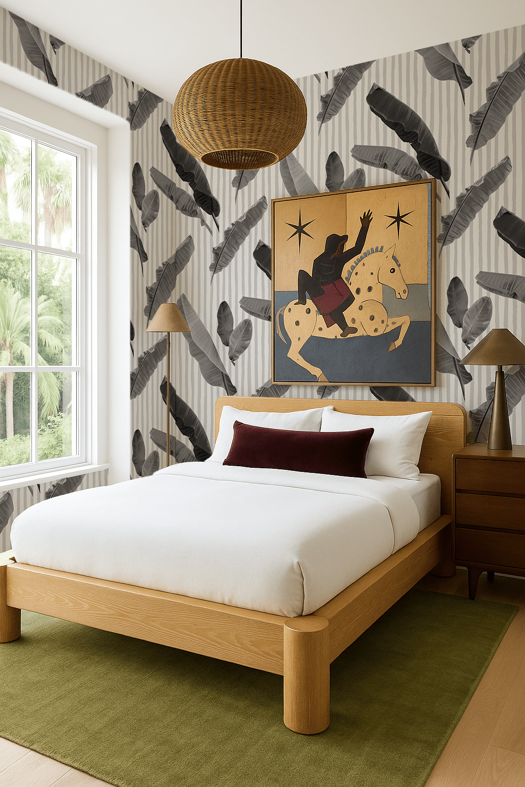 Banana Cabana Wallpaper, black and white - mosswell.us