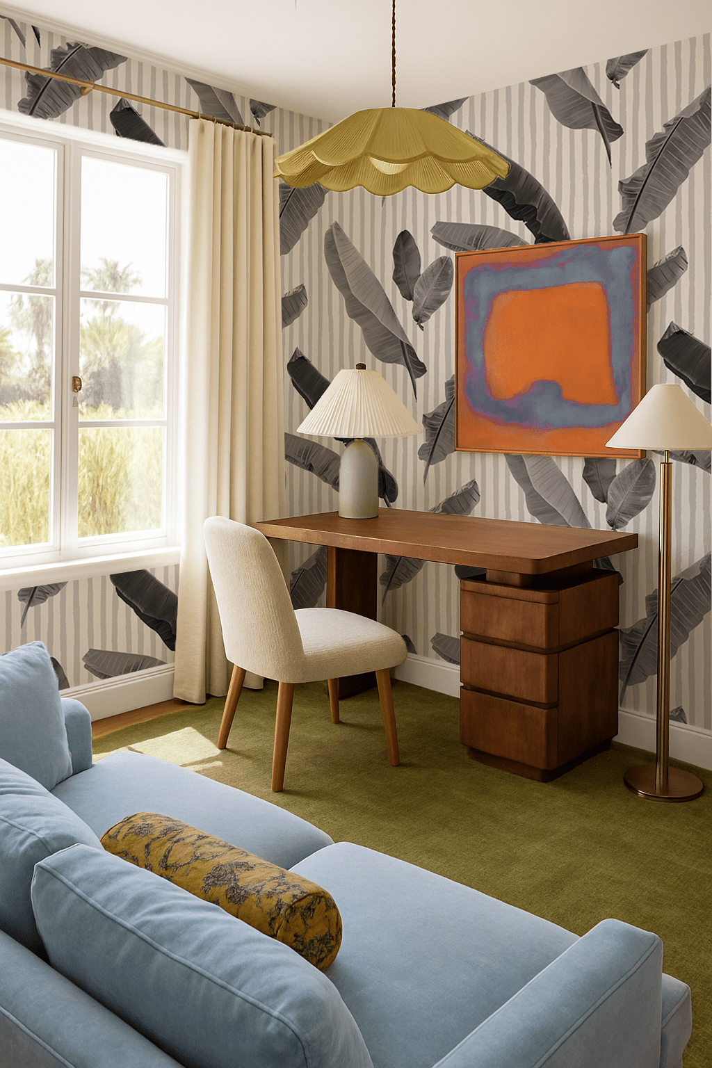 Banana Cabana Wallpaper, black and white - mosswell.us
