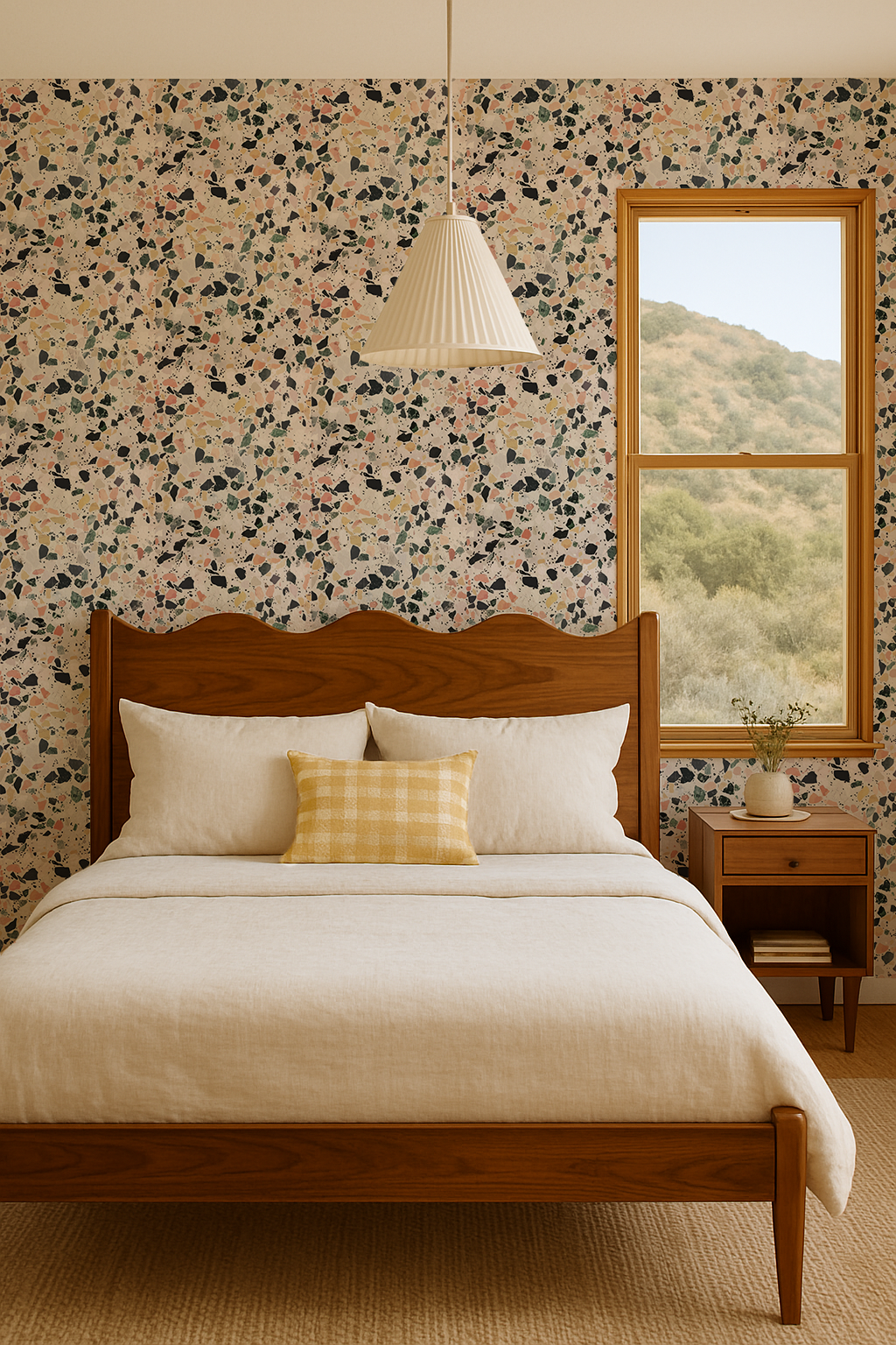 Mojave Terrazzo Wallpaper, peach & yellow