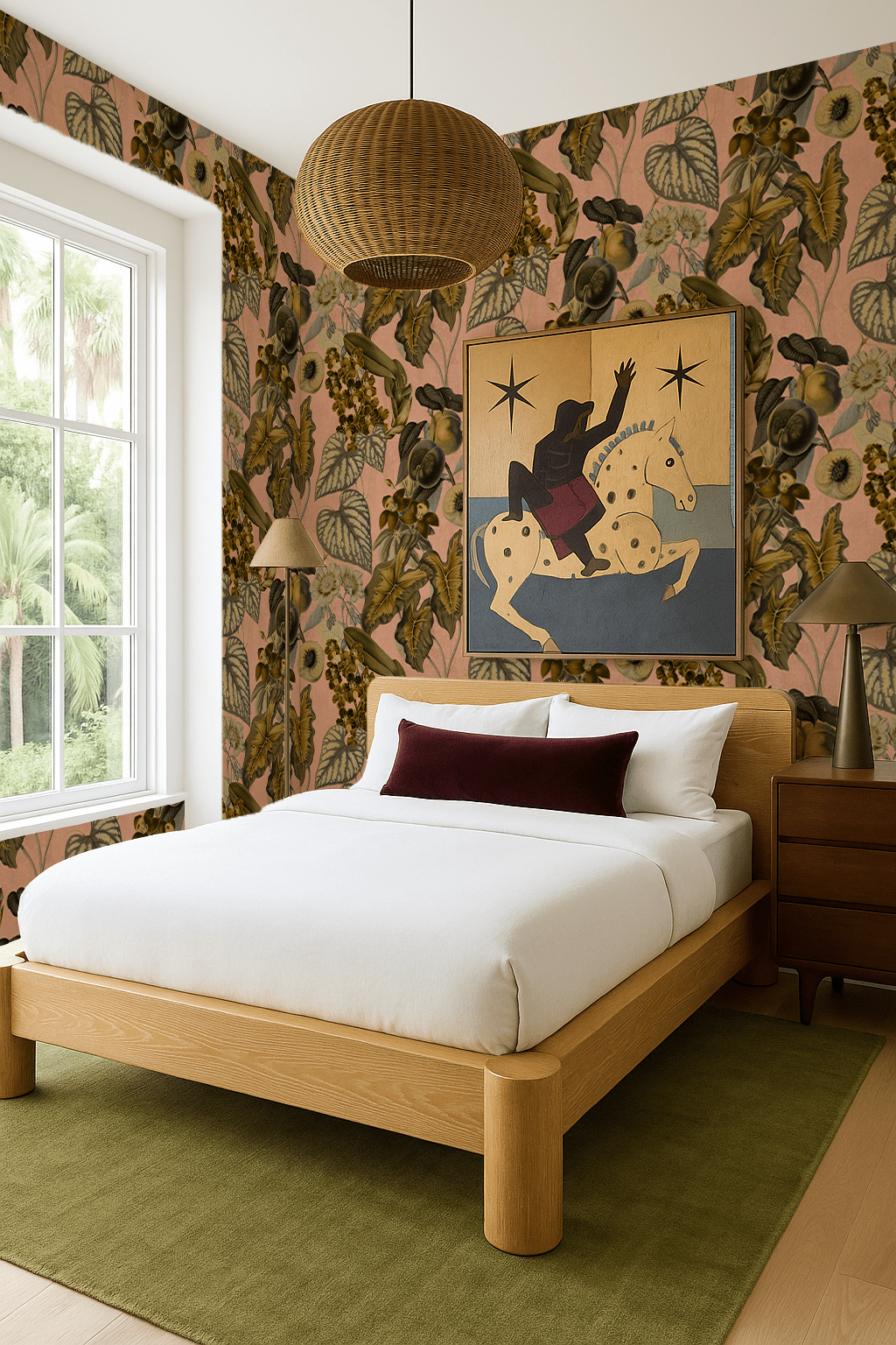 Cali Tropicale Wallpaper, peach and yellow - mosswell.us