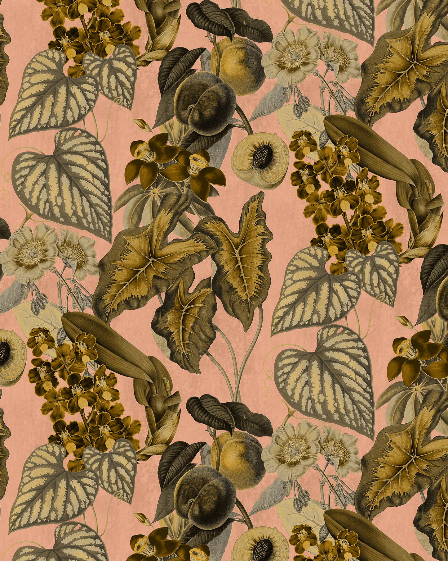 Cali Tropicale Wallpaper, peach and yellow - mosswell.us