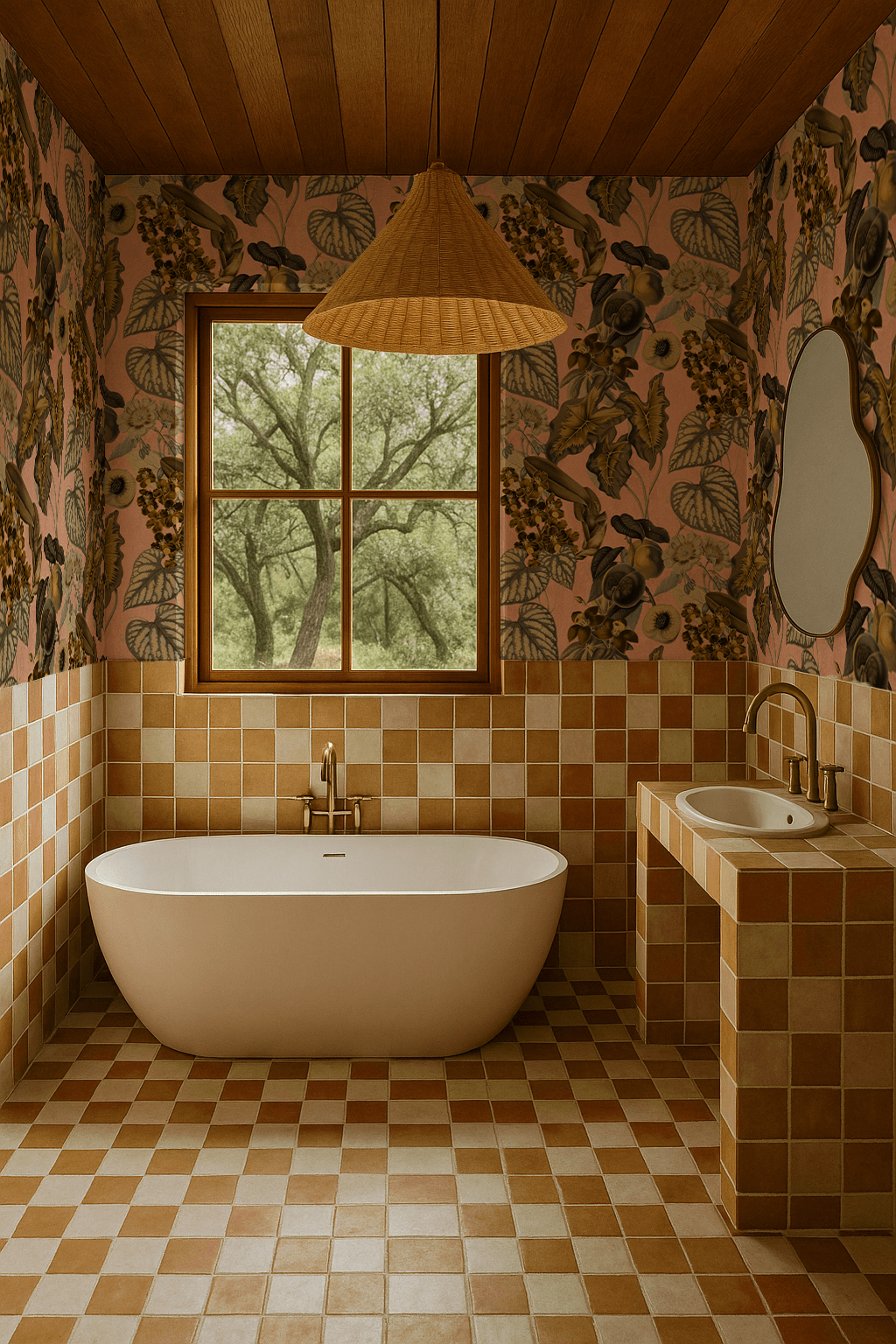 Cali Tropicale Wallpaper, peach and yellow - mosswell.us