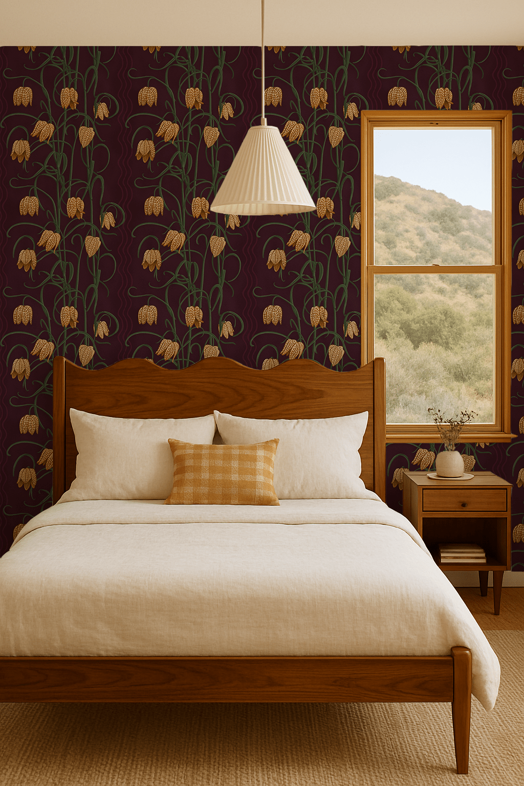 Campanas Wallpaper, chocolate and goldenrod - mosswell.us