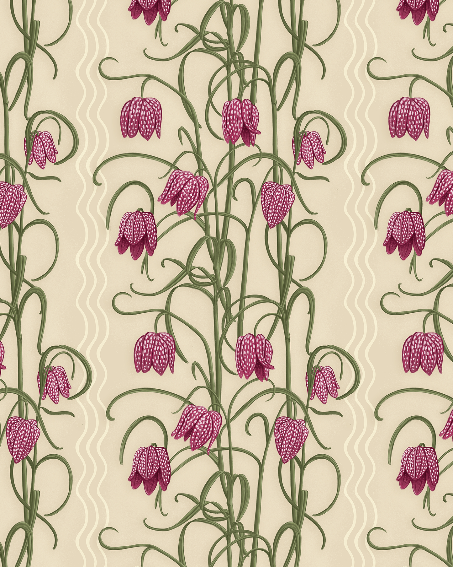 Campanas Wallpaper, tan and purple - mosswell.us