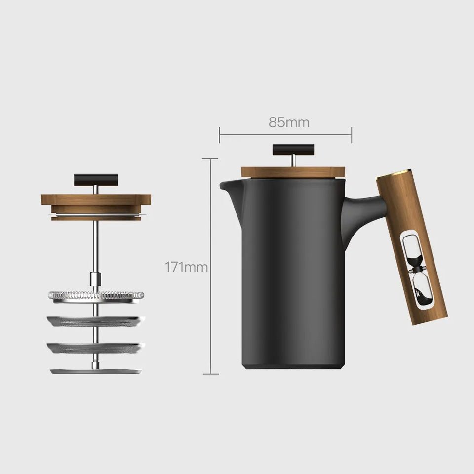 Ceramic French Press with Timer - Matte Black - mosswell.us