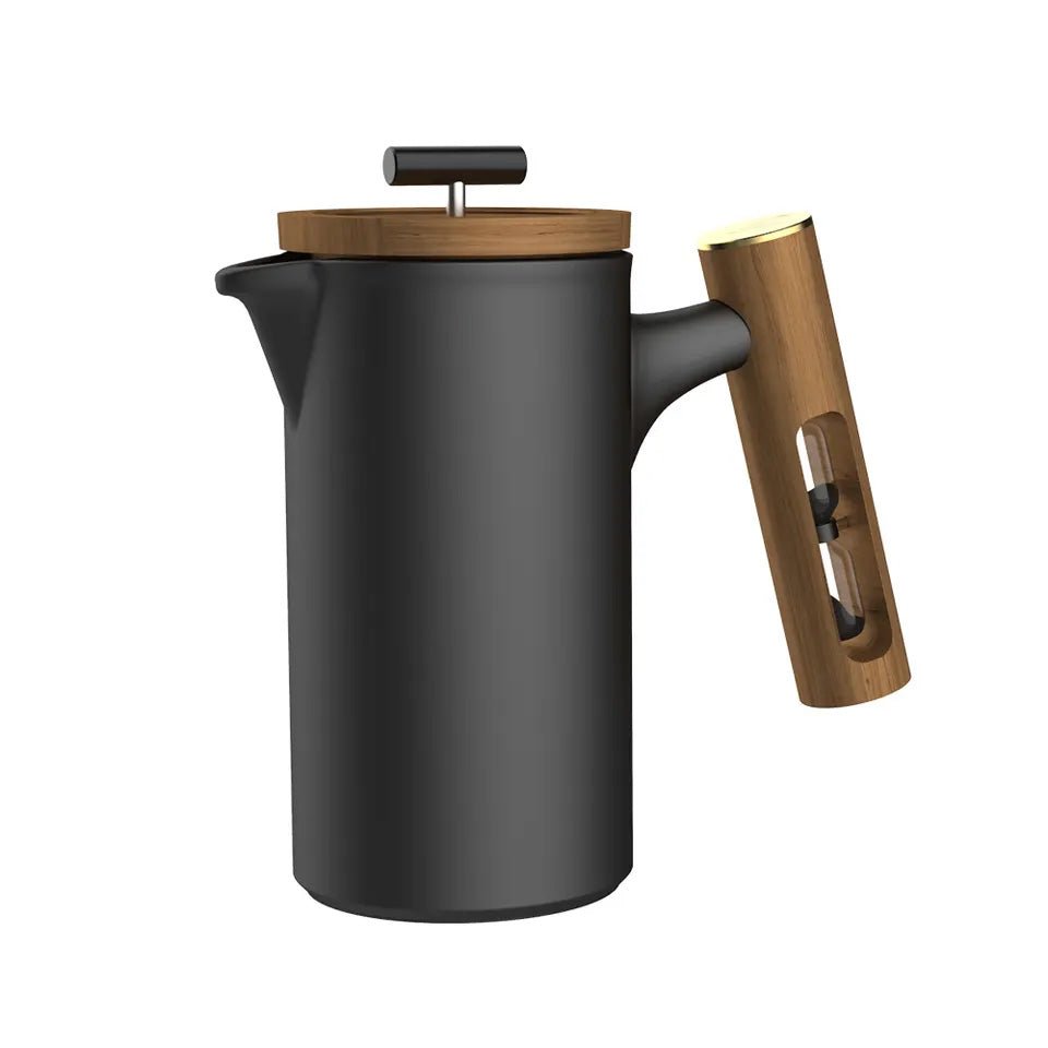 Ceramic French Press with Timer - Matte Black - mosswell.us