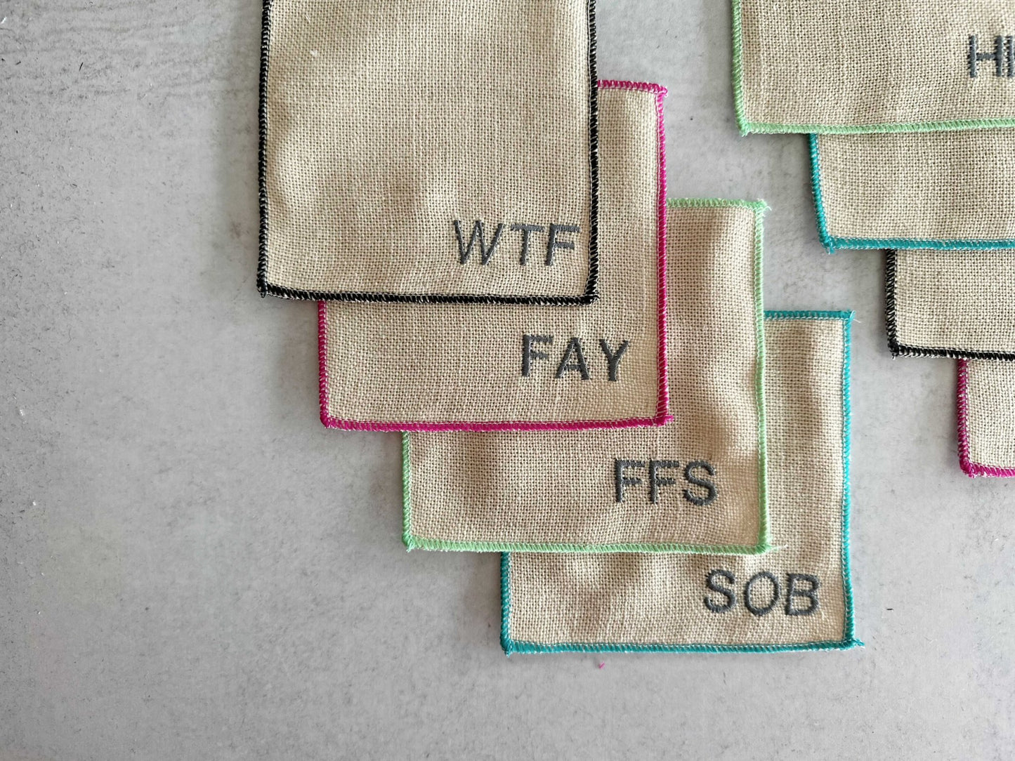 Colorful Sweary Cocktail Coasters, set of 8 - mosswell.us