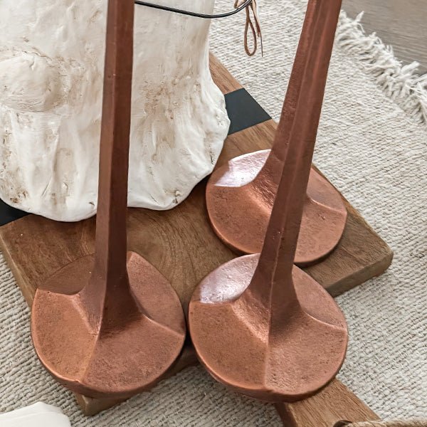 Copper Finish Cast Iron Taper Candle Holders, Set of Three - mosswell.us