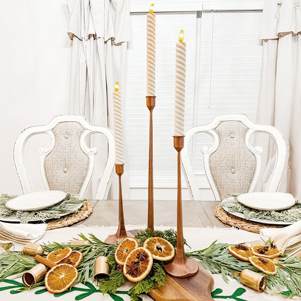 Copper Finish Cast Iron Taper Candle Holders, Set of Three - mosswell.us