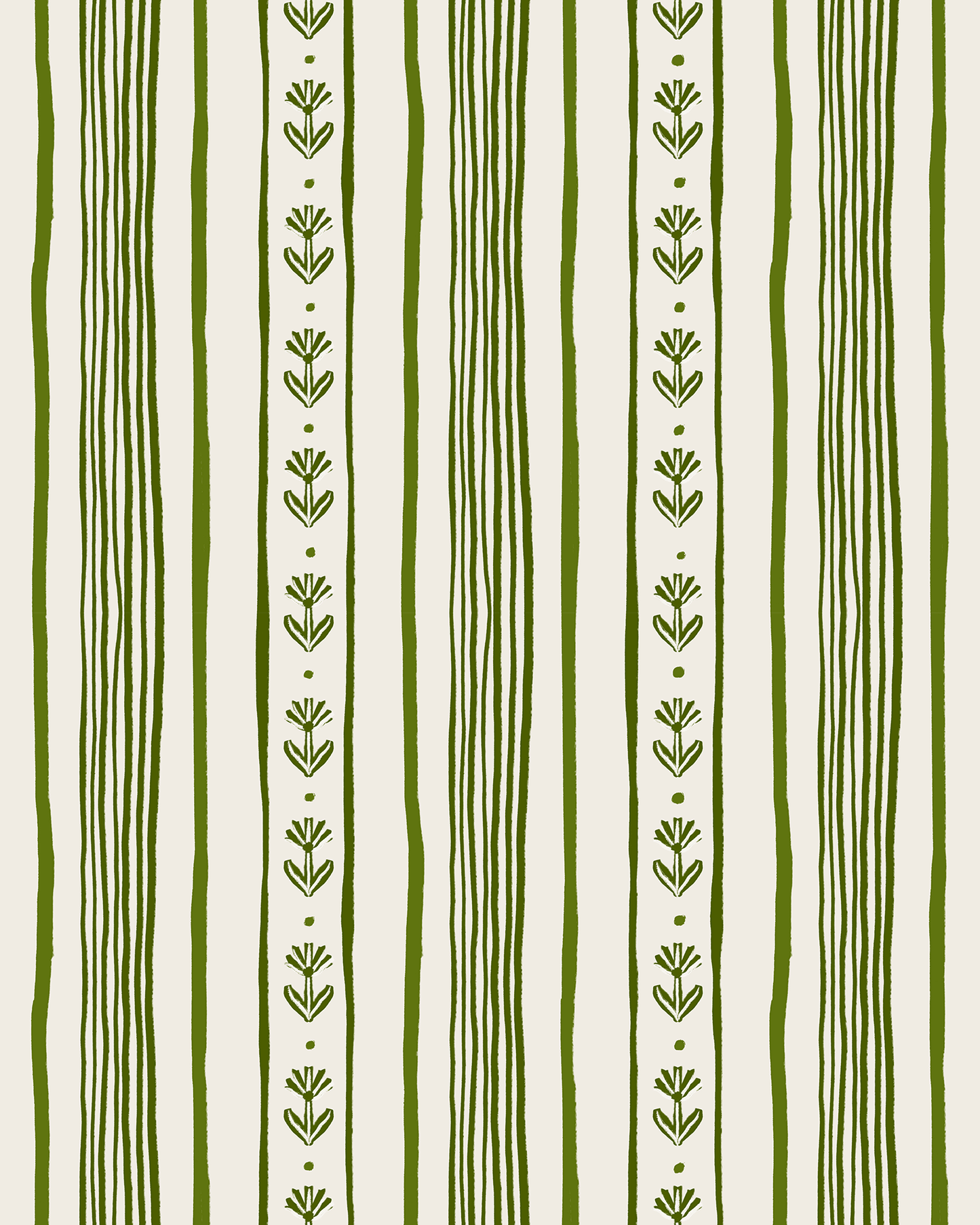 Daisy Chain Stripe Wallpaper, beige and green - mosswell.us