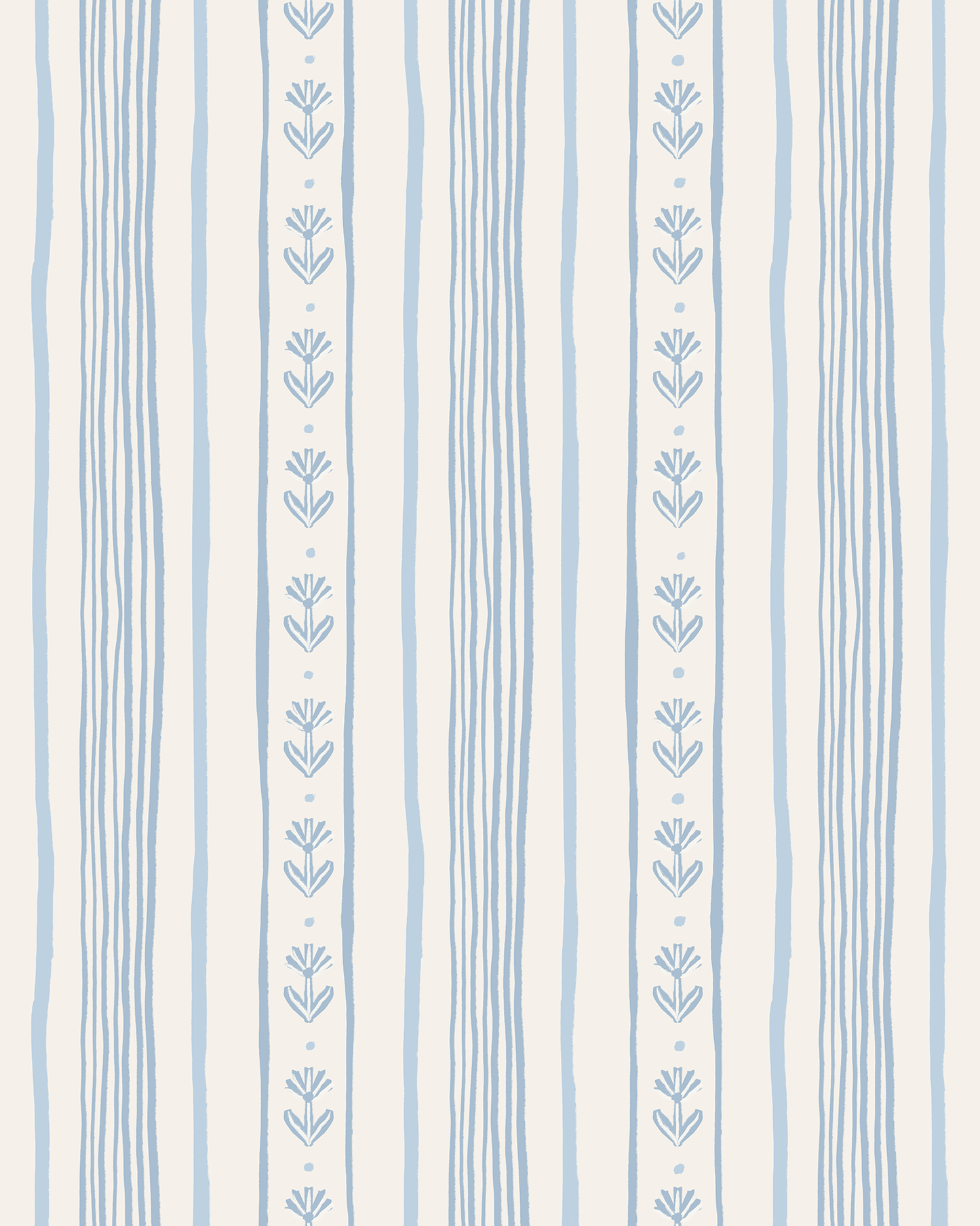 Daisy Chain Stripe Wallpaper, beige and light blue - mosswell.us