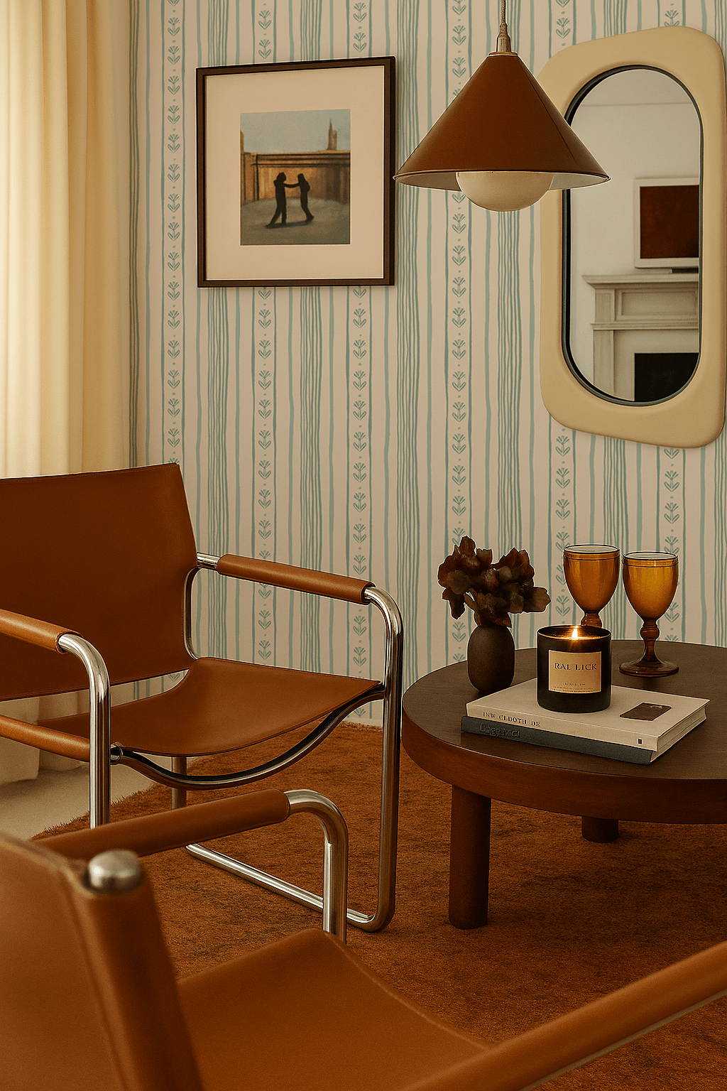 Daisy Chain Stripe Wallpaper, beige and mint - mosswell.us