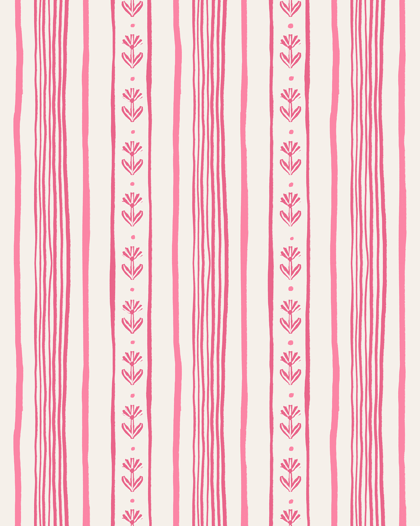 Daisy Chain Stripe Wallpaper, beige and pink - mosswell.us