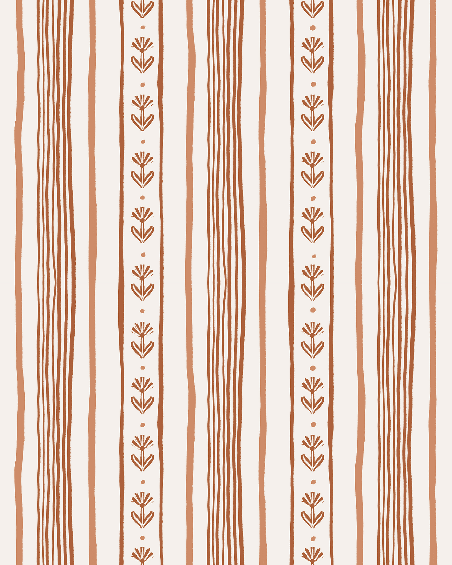 Daisy Chain Stripe Wallpaper, beige and terra cotta - mosswell.us
