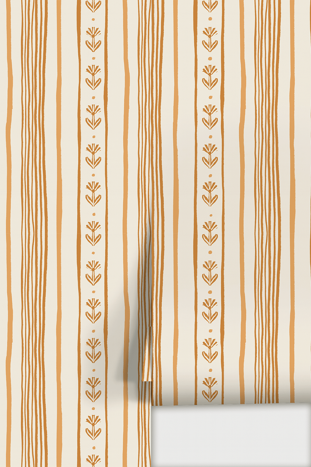 Daisy Chain Stripe Wallpaper, beige, apricot and orange - mosswell.us
